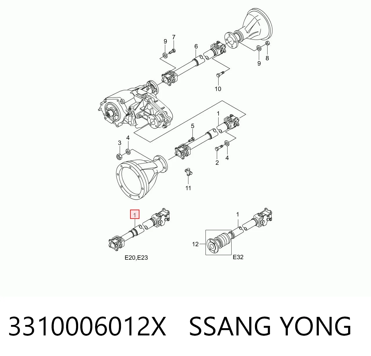 Кардан передній на SsangYong Korando  