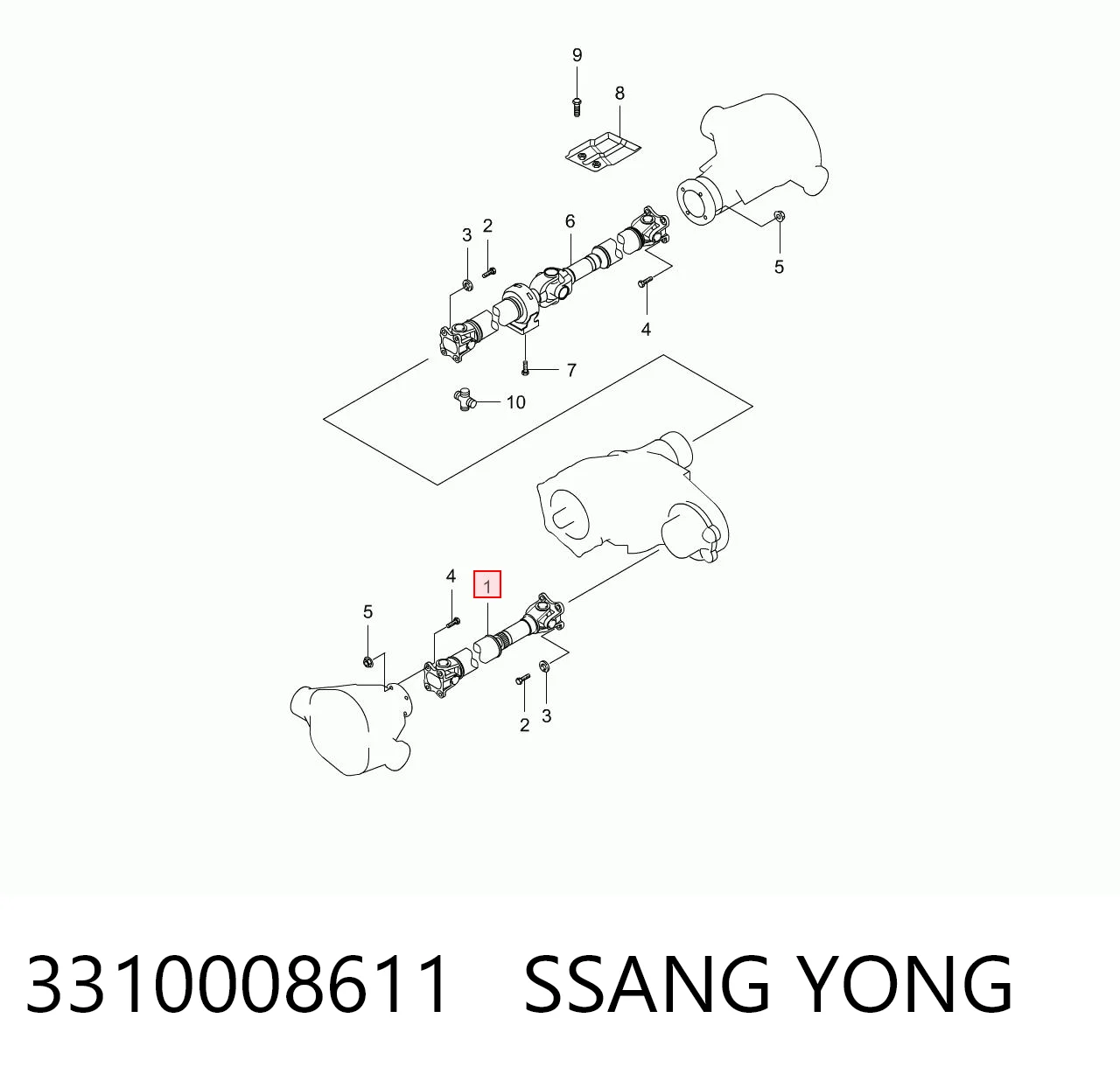 Кардан передній на SsangYong Rexton I RJ