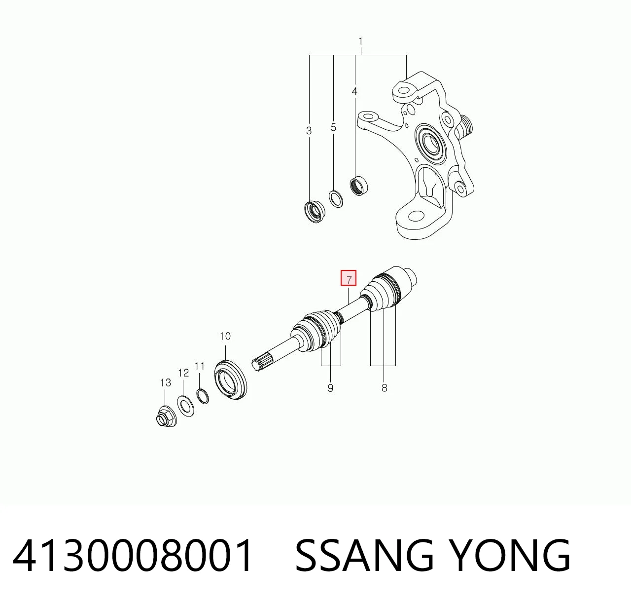 Вісь передня SsangYong Rexton I позашляховик (RJ) (2002 - 2006) ціна, від 88.05 USD