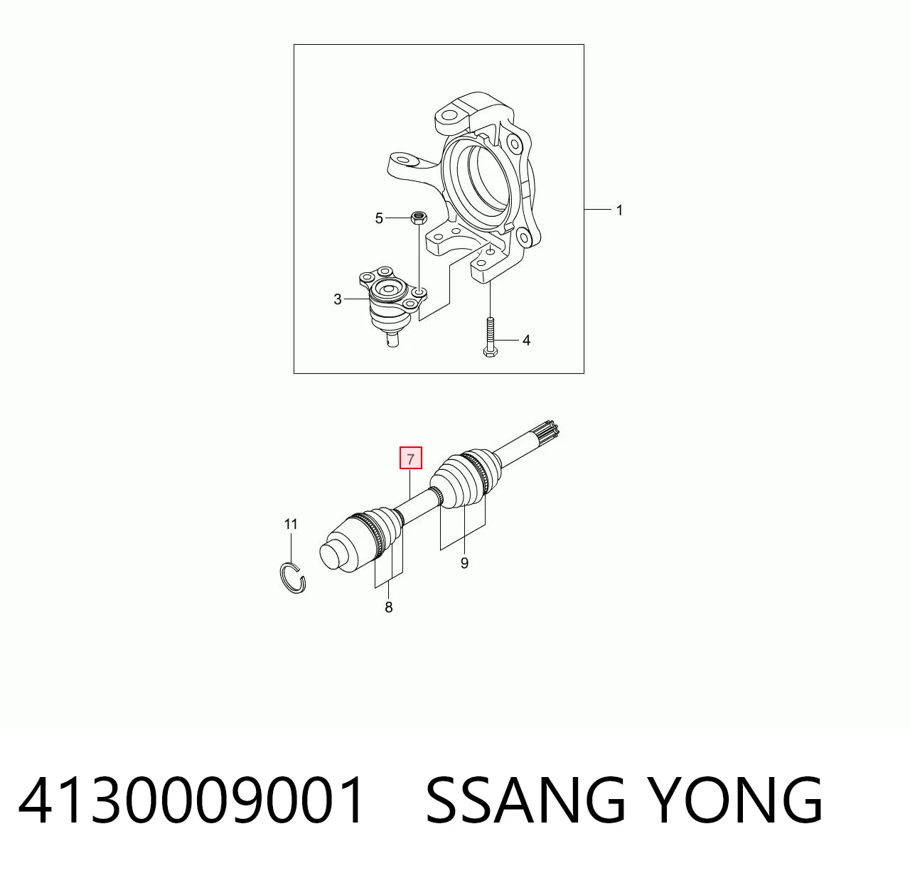 Внутришній трипоїд SsangYong Rexton I позашляховик (RJN) (2006 - 2012) ціна, від 31.67 USD