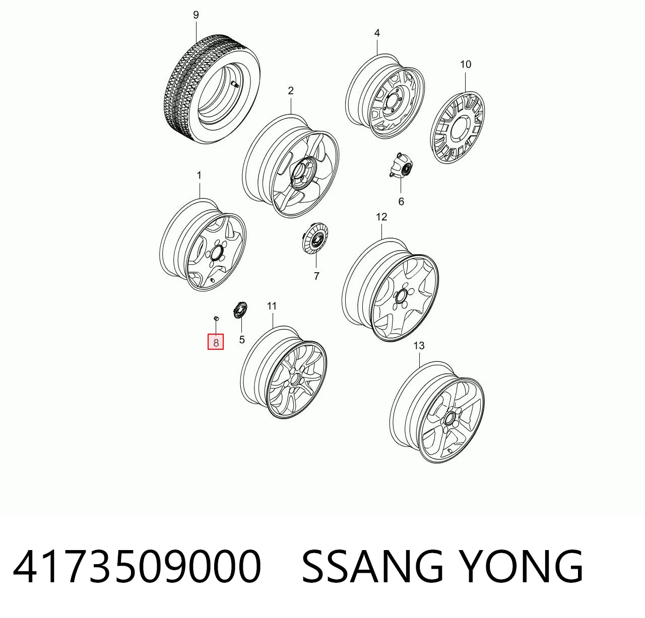 Гайка кріплення колеса SsangYong Kyron позашляховик (2007 - 2014) ціна, від 3.01 USD