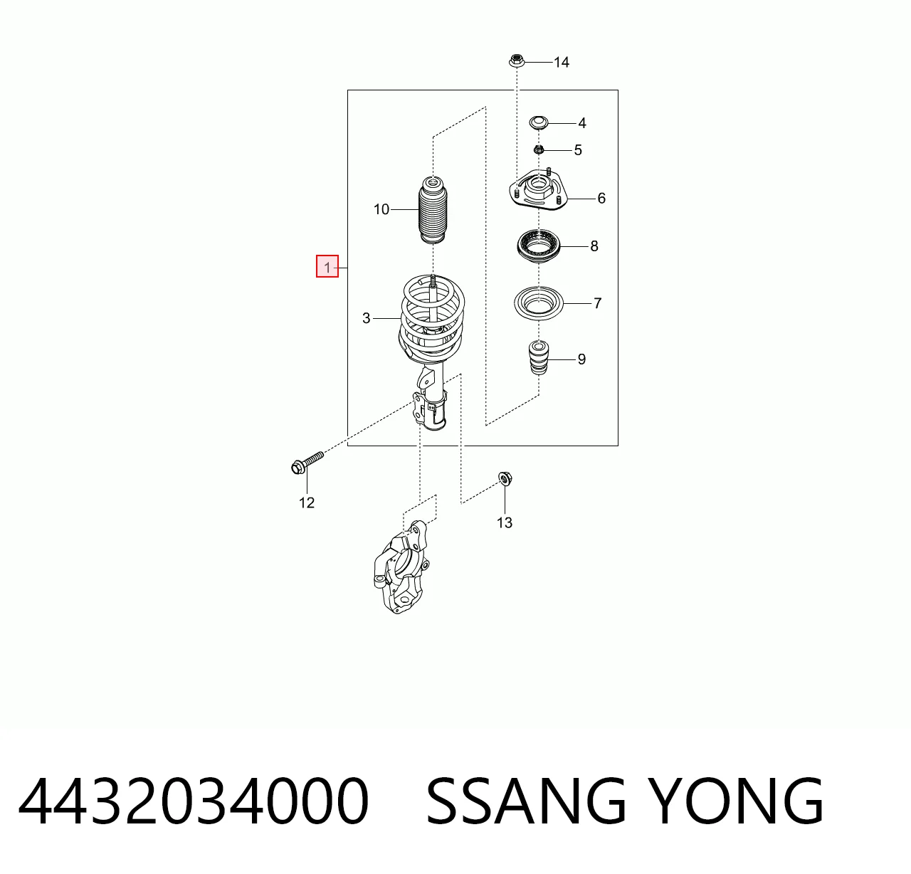 Купити 4432034000 Mando Амортизатор передній, правий