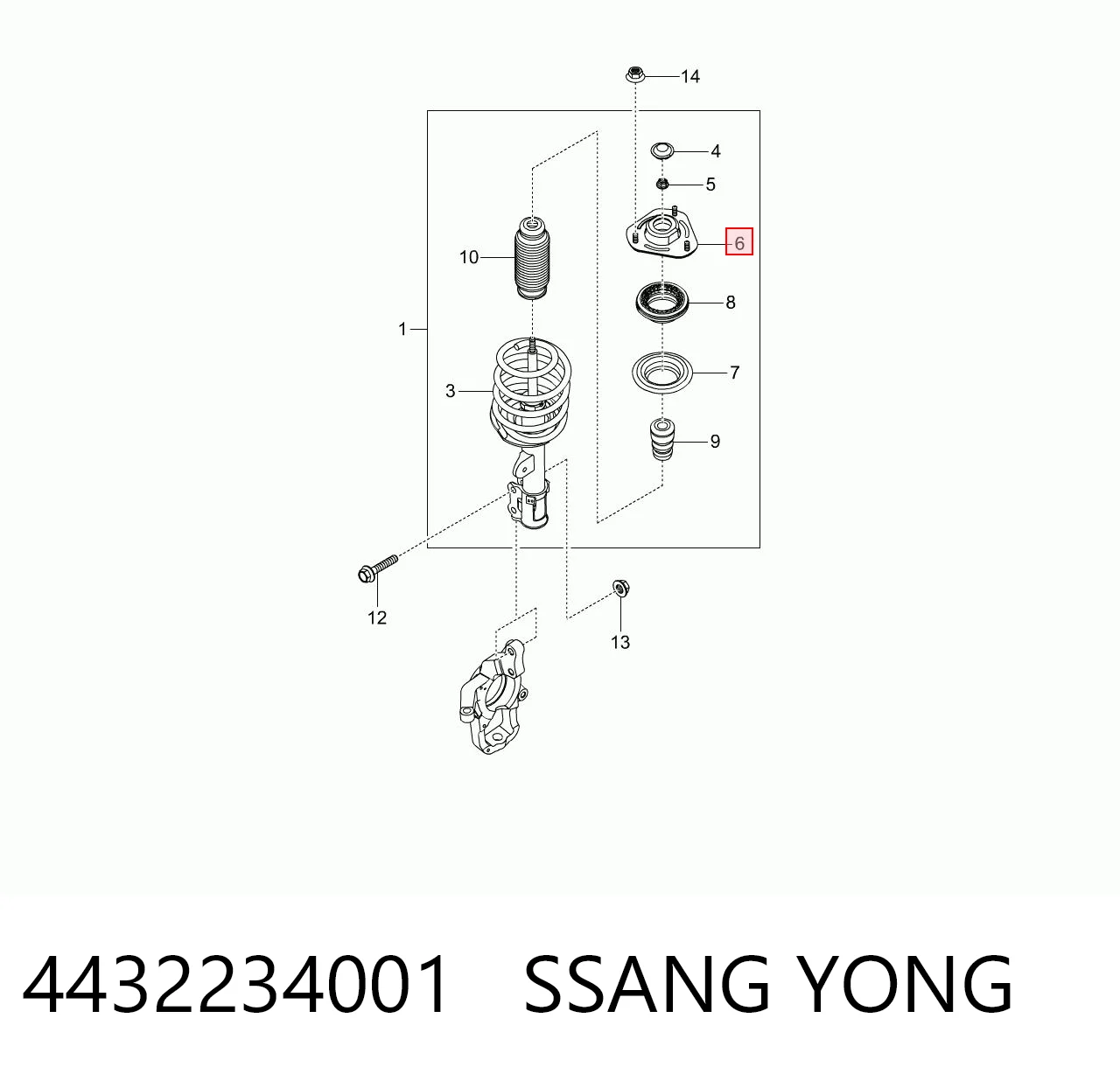 Опора стійки амортизатора переднього SsangYong Korando C позашляховик (2010 - 2026) ціна, від 38.57 USD