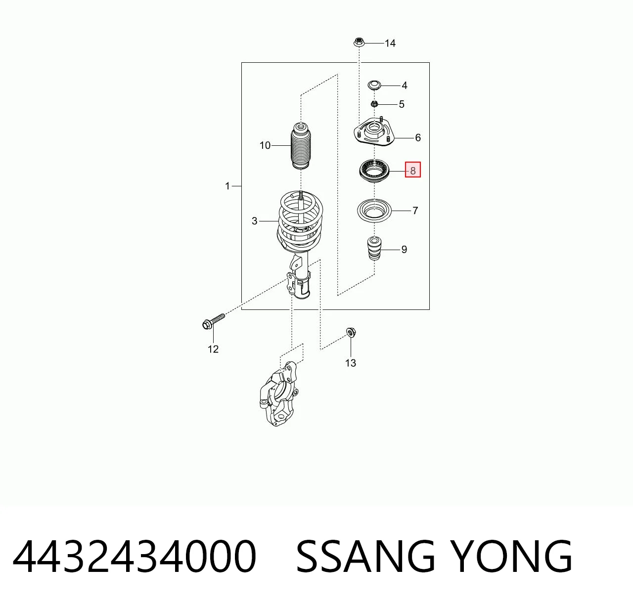 Підшипник опорний амортизатора, переднього 96626331 Hyundai/Kia