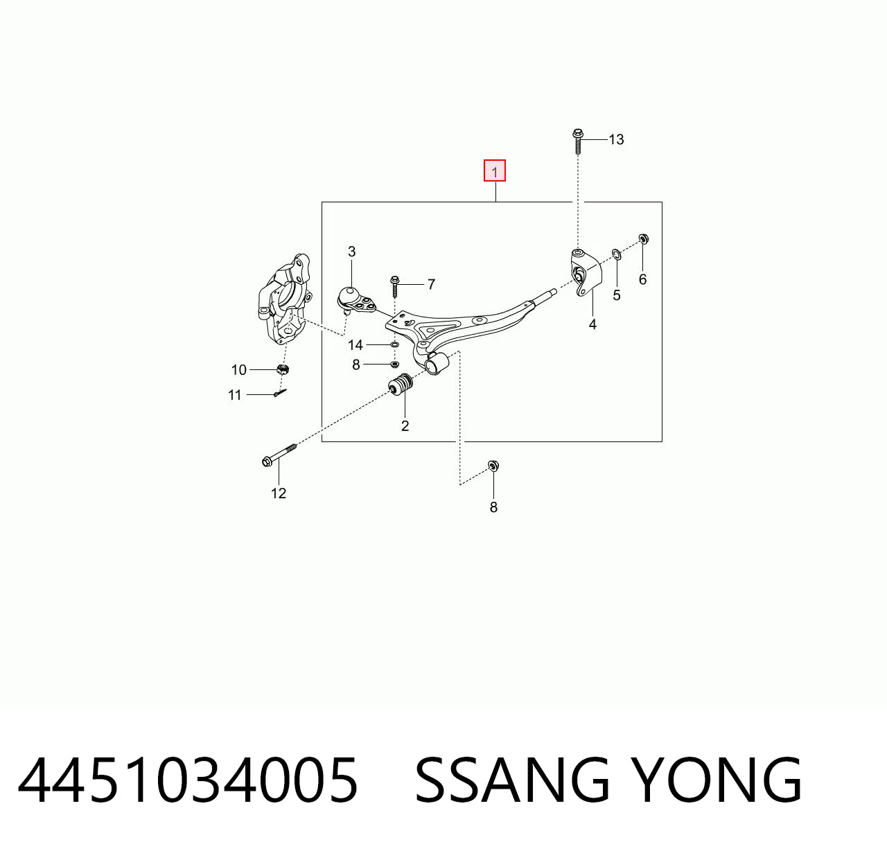 4451034005 Ssang Yong Поперечний важіль