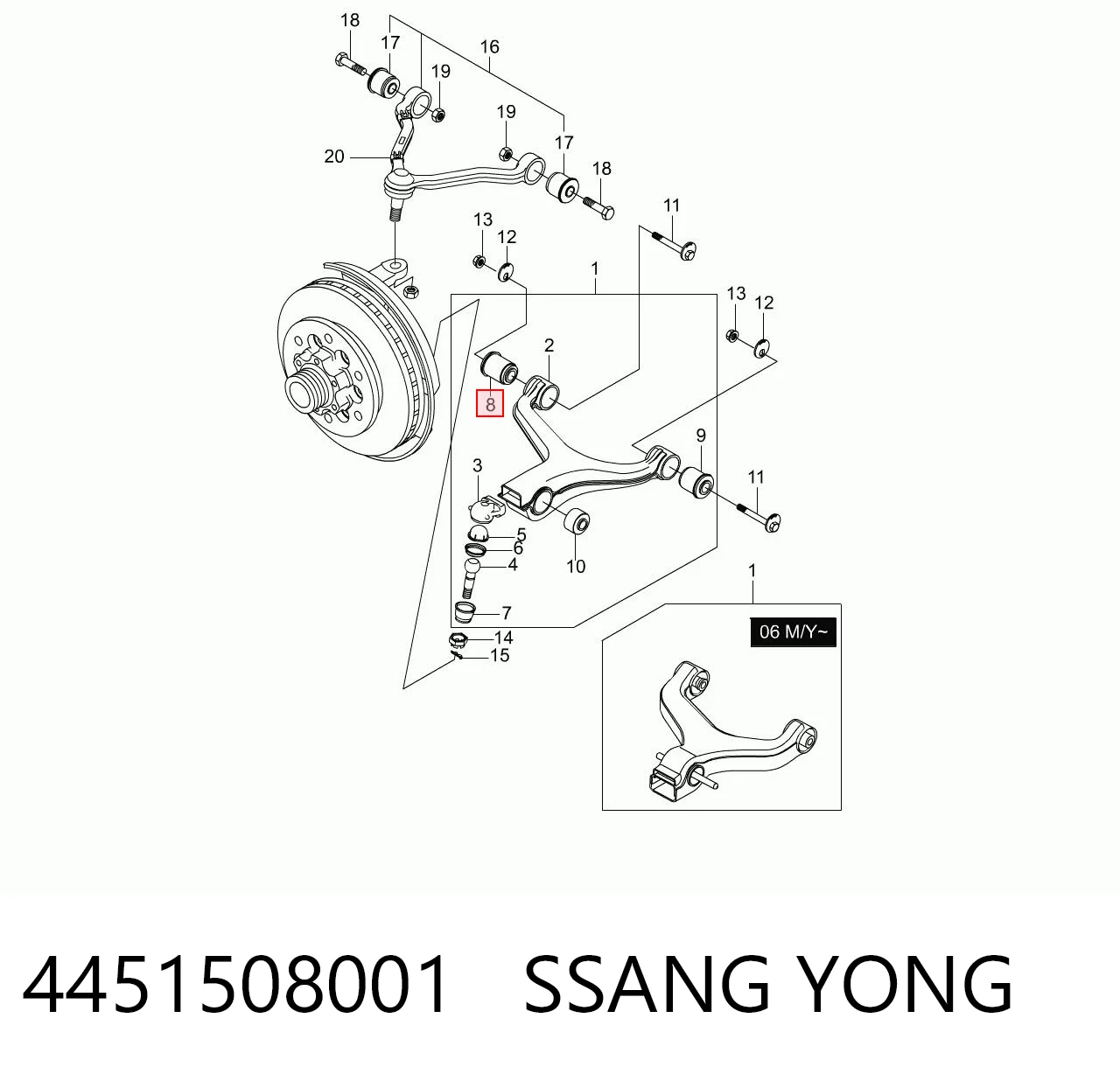 Сайлентблок нижнього важеля передньої підвіски SsangYong Rexton I позашляховик (RJ) (2002 - 2006) ціна, від 27.14 USD