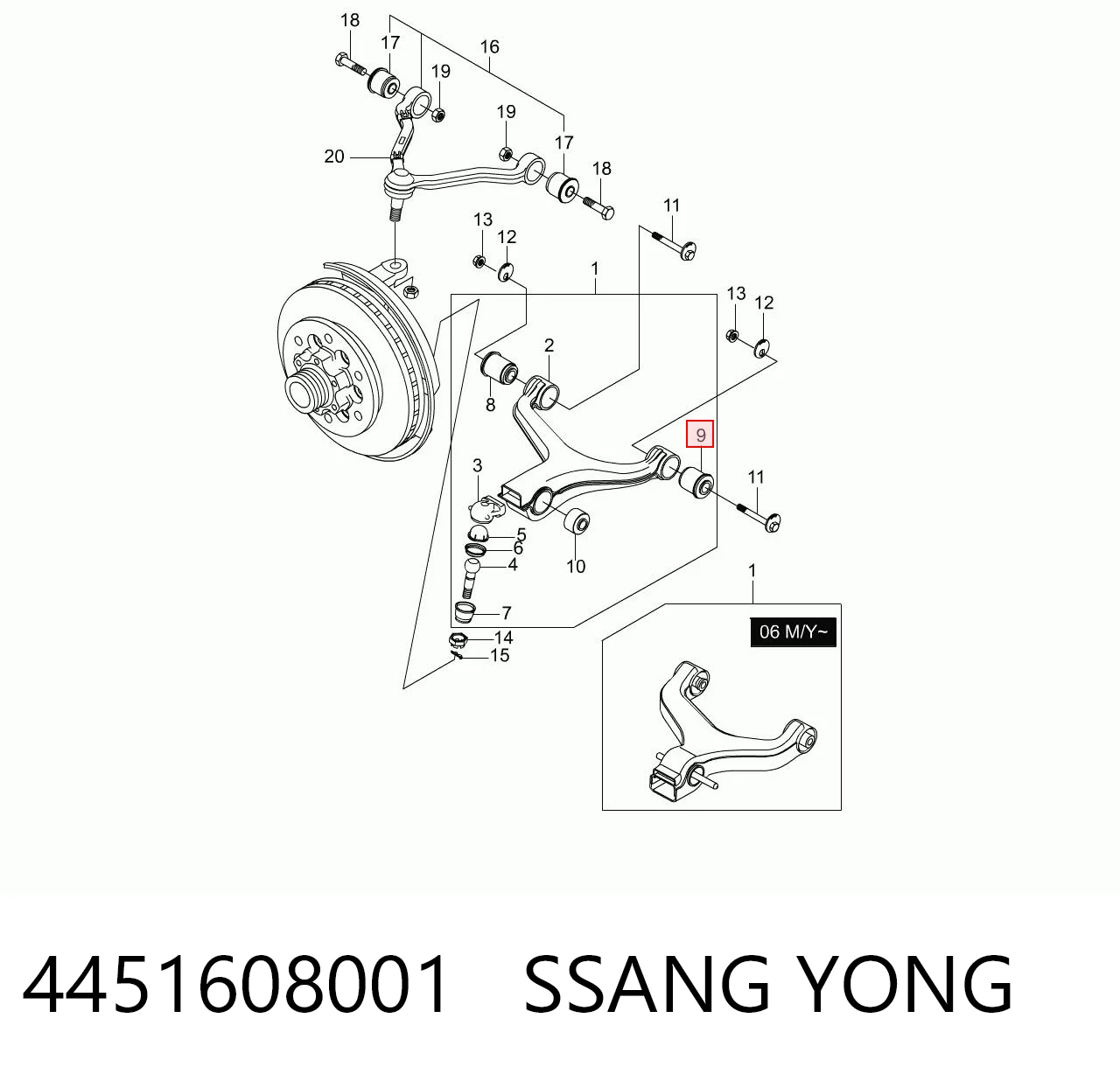  Сайлентблок переднього важеля SsangYong Rexton 1