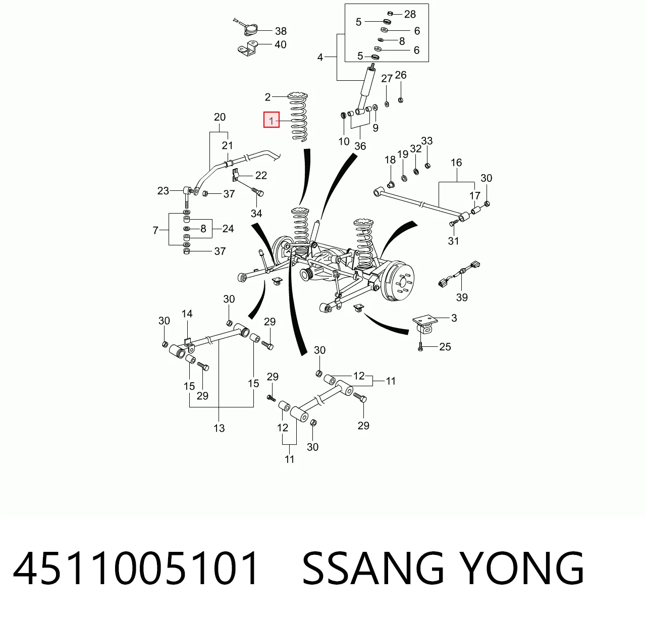 Пружина задня SsangYong Musso позашляховик (FJ) (1995 - 2006) ціна, від 53.05 USD