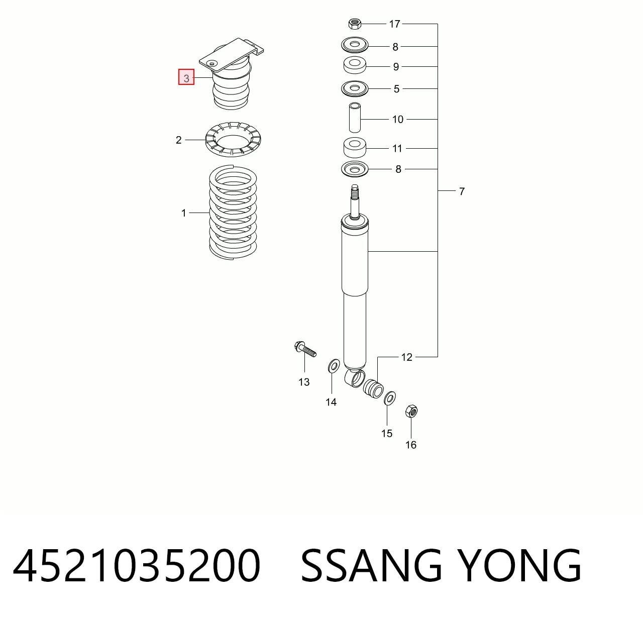 Купити 4521035200 Hyundai/Kia Буфер-відбійник амортизатора заднього