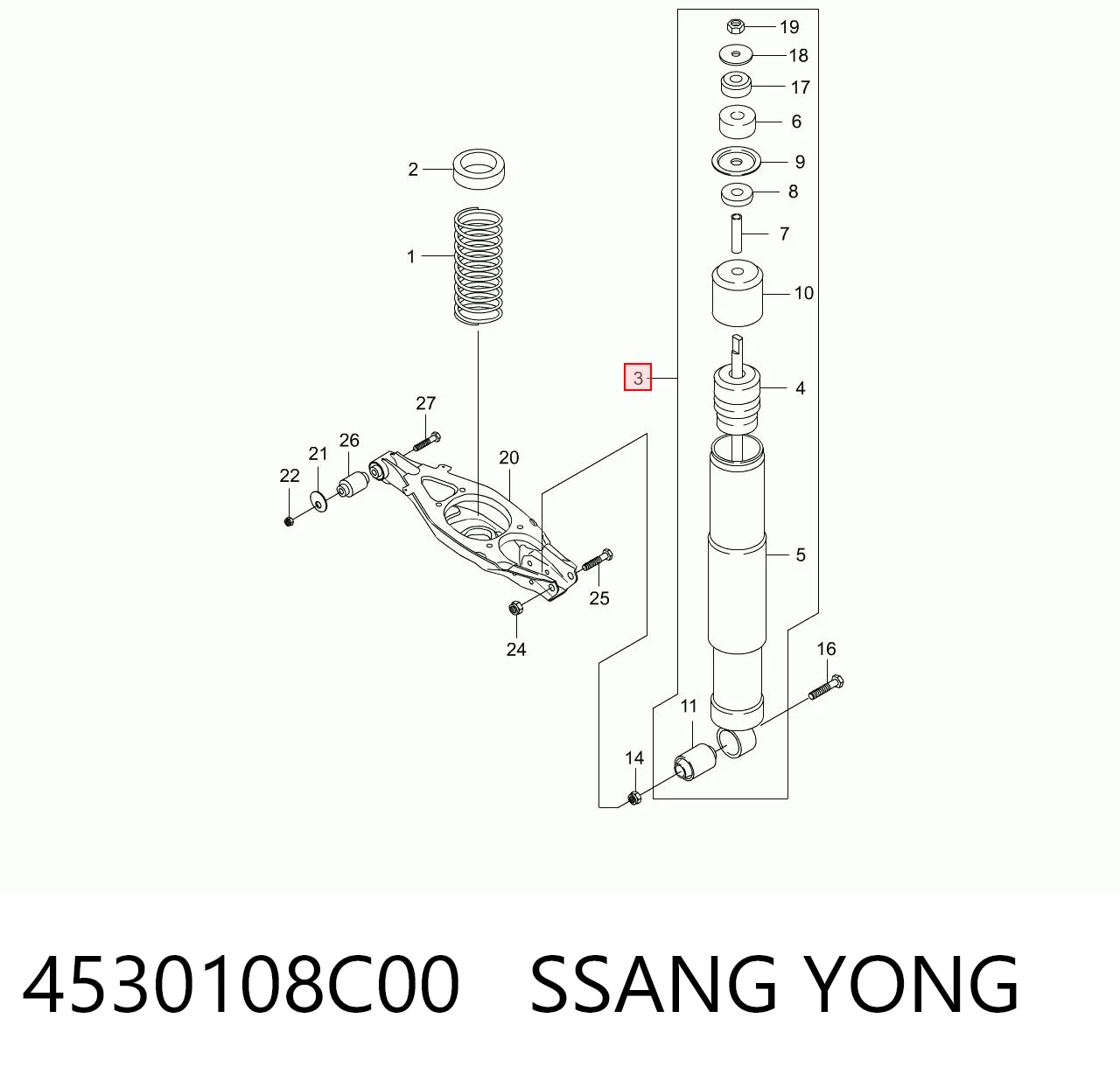 Амортизатор задній Hyundai/Kia 4530108C00 ціна, від 57.54 USD