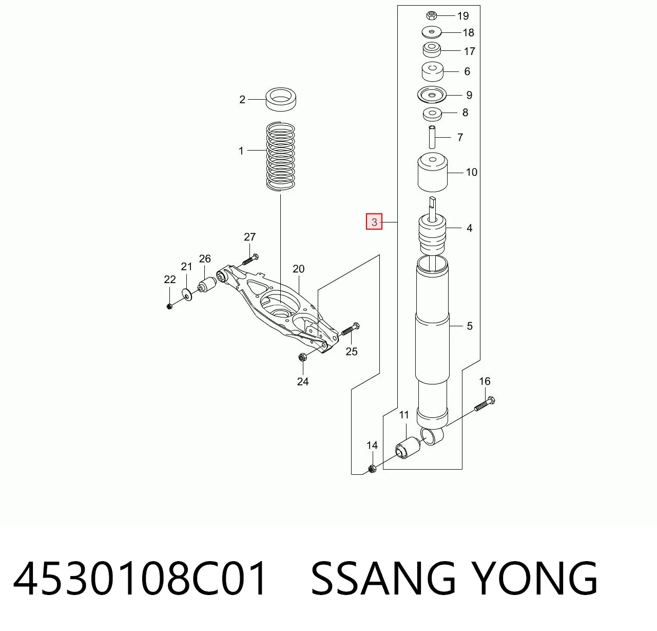 4530108C01 Ssang Yong Амортизатори задні