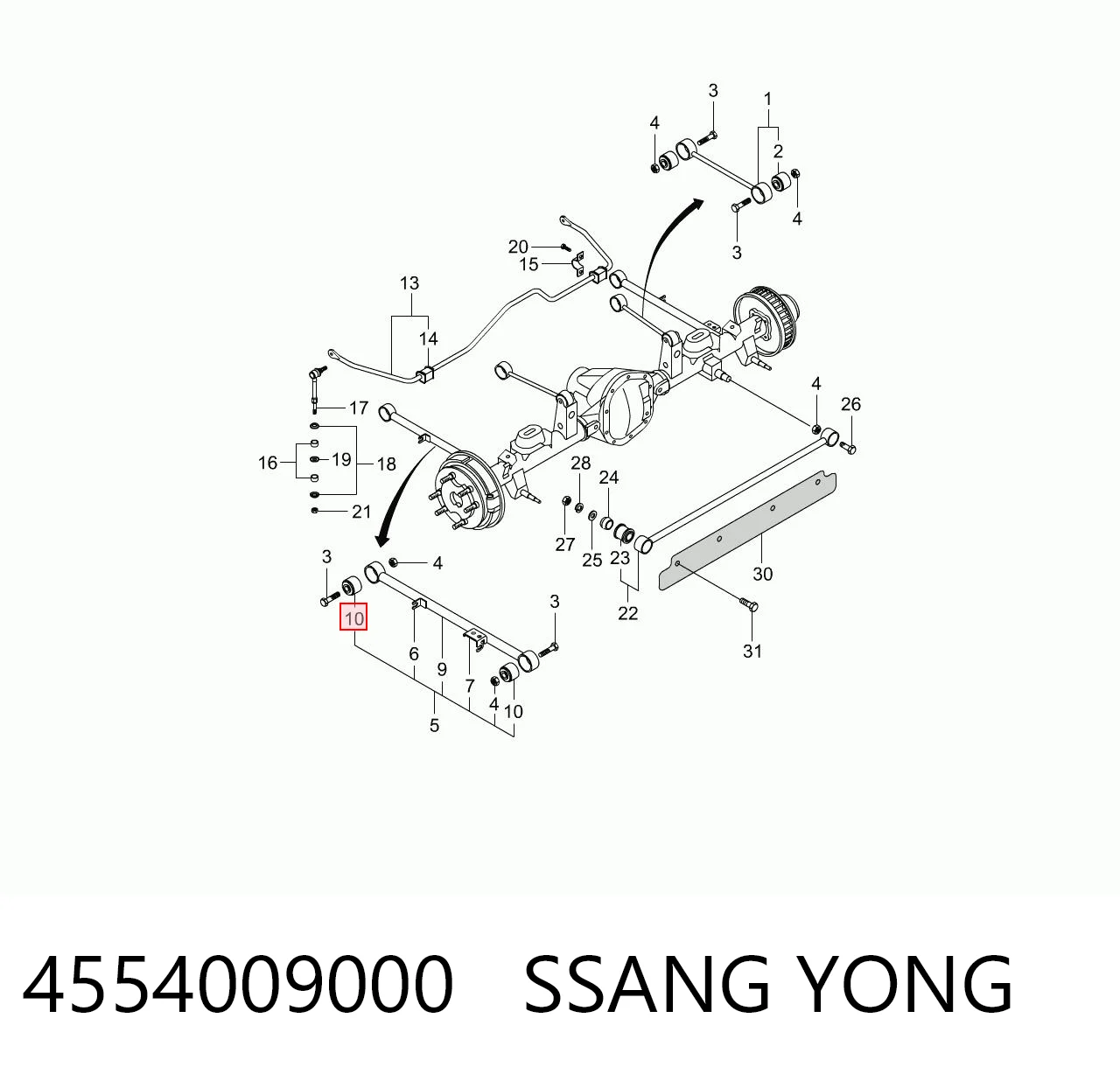 Сайлентблок заднього поздовжнього нижнього важеля Hyundai/Kia 4554009000 ціна, від 6.33 USD