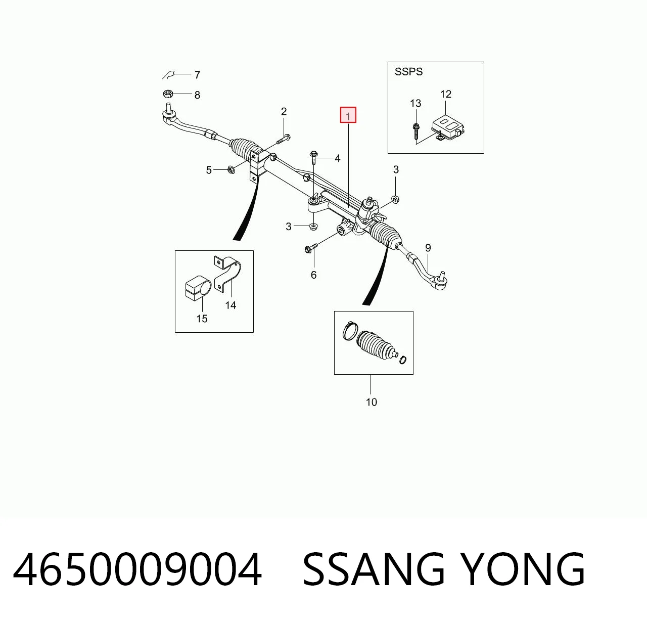 4650009004 Ssang Yong Рейковий рульовий механізм