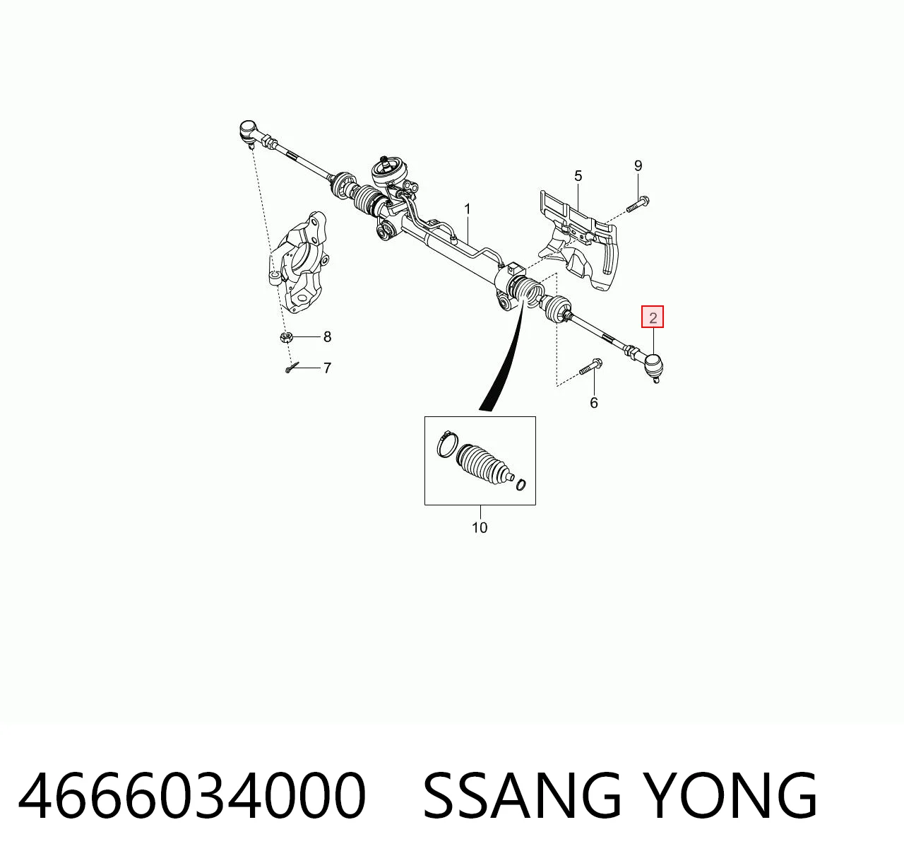Зовнішній наконечник рульової тяги на SsangYong Korando C 