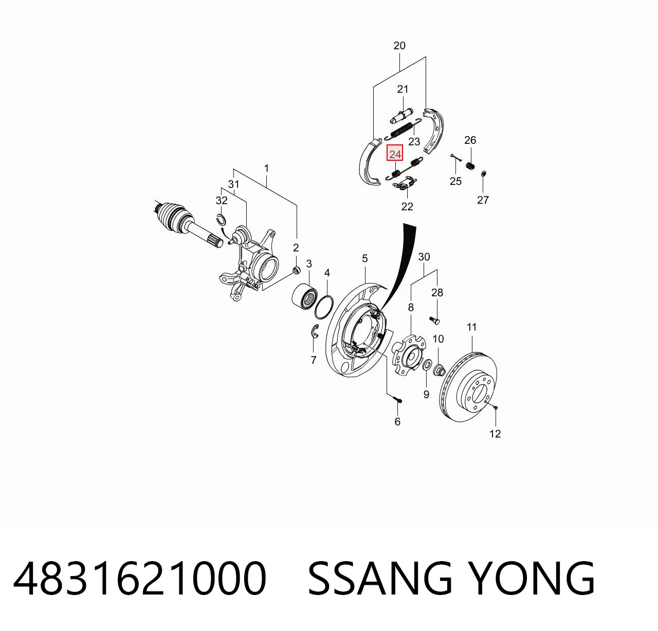 Купити BD41100100 Hyundai/Kia Монтажний комплект задніх барабанних колодок