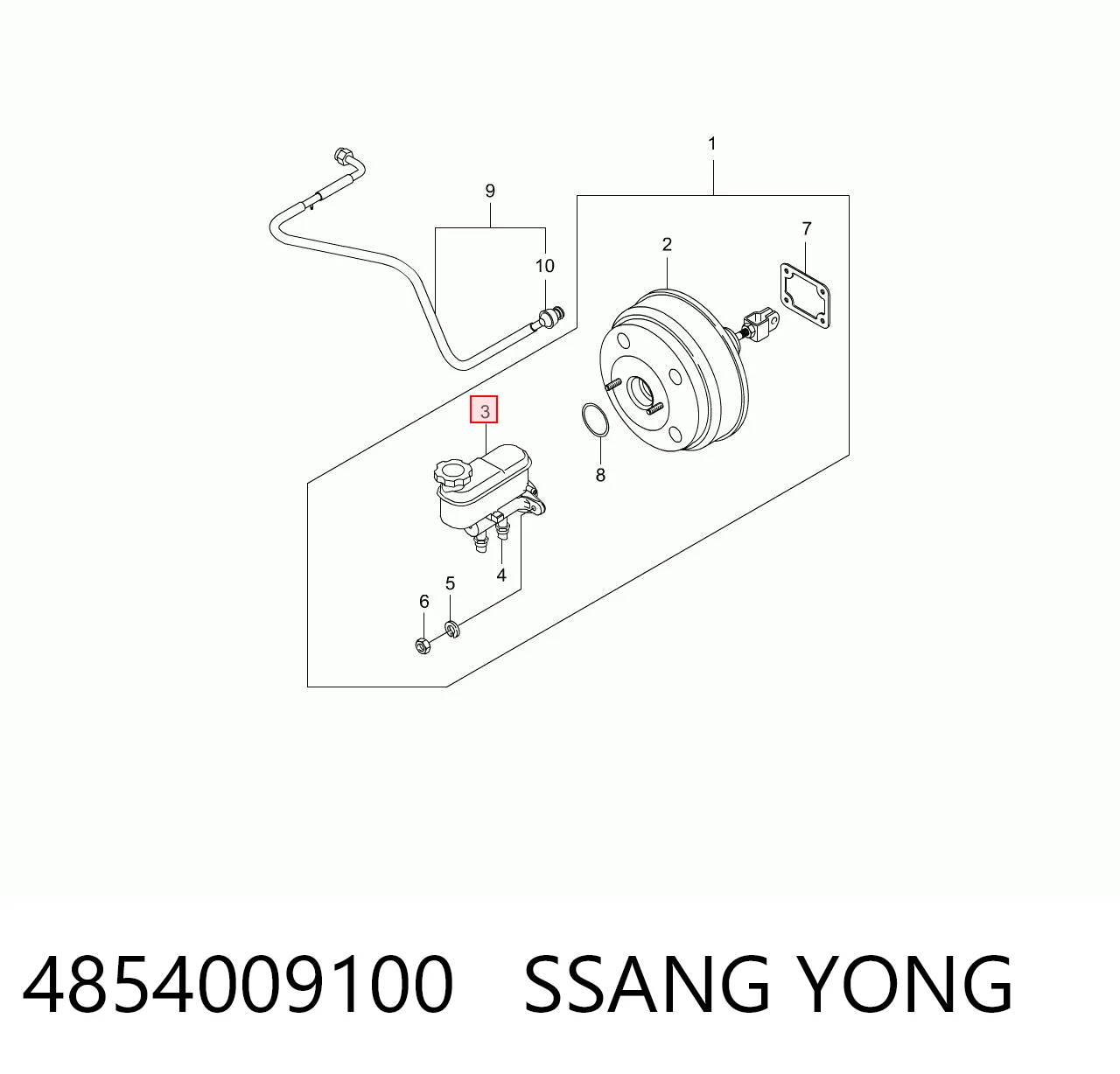 4854009100 Ssang Yong Циліндр гальмівний, головний
