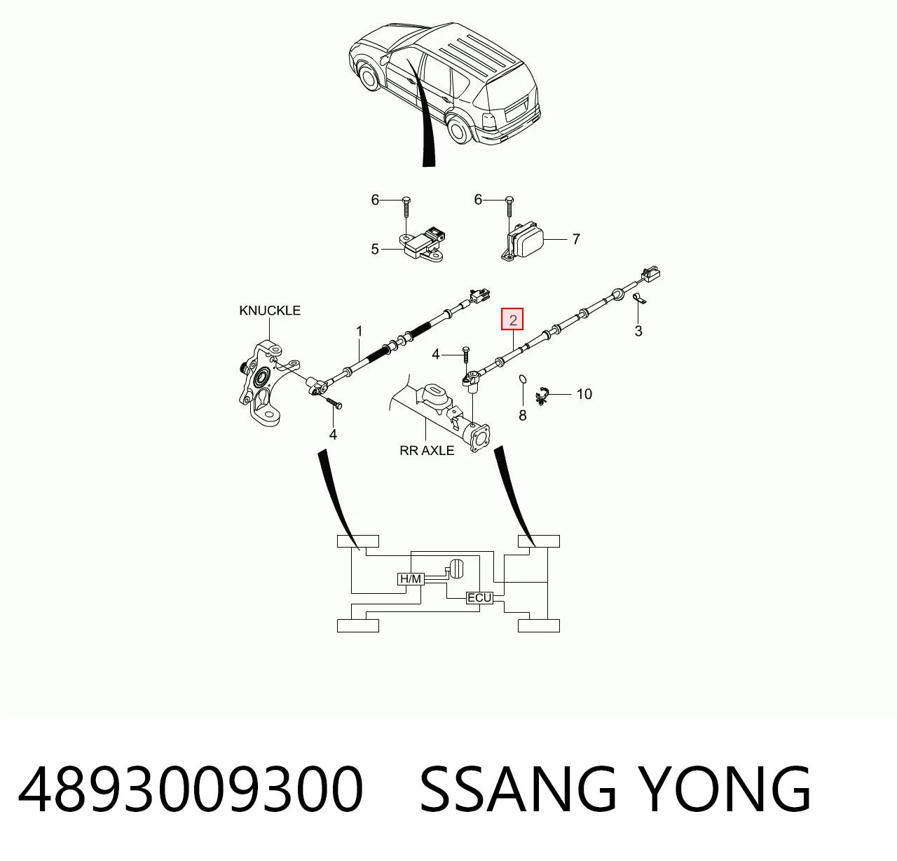 4893009300 Ssang Yong Датчик АБС (ABS) задній