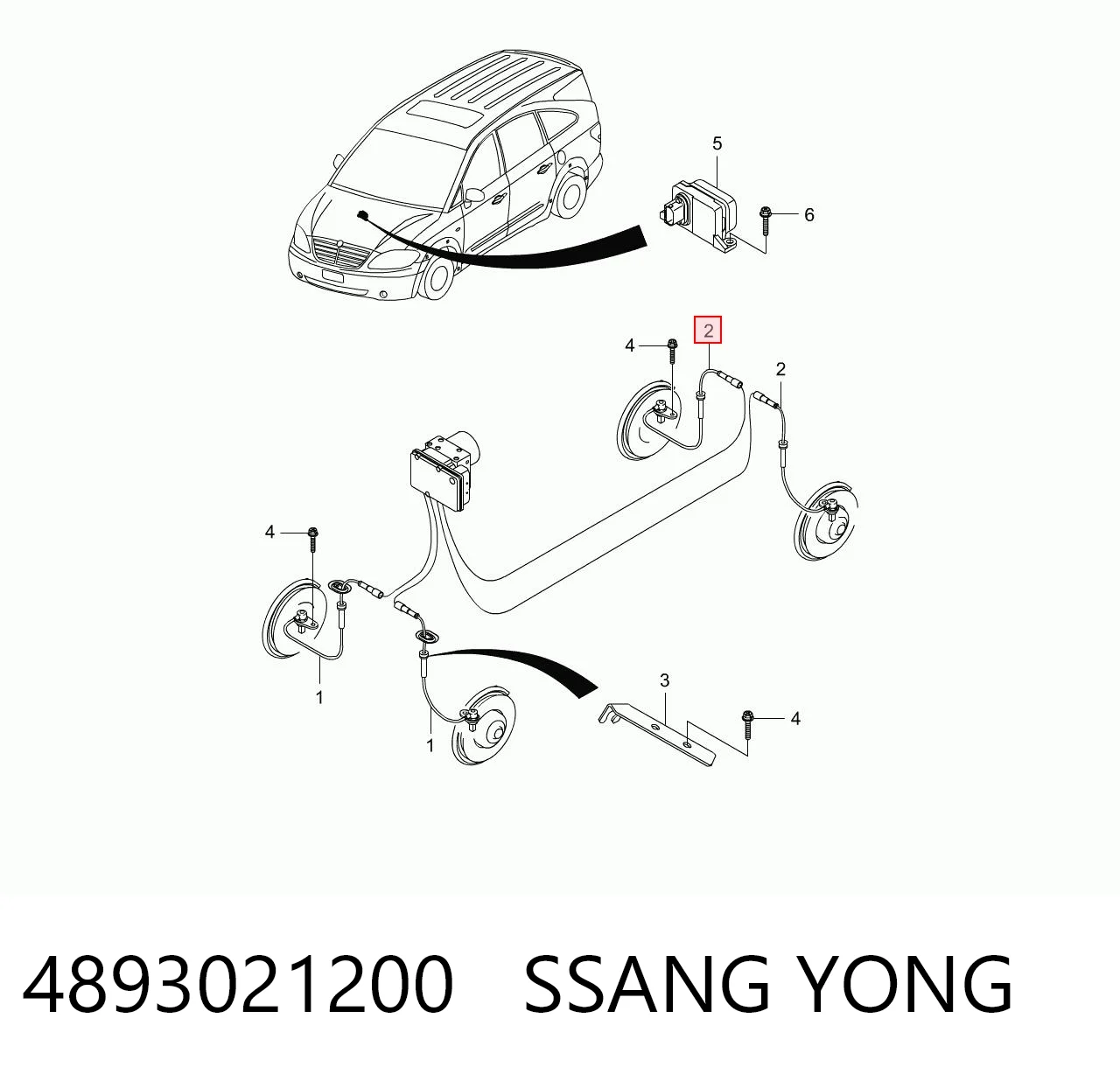 4893021200 Ssang Yong Датчик ABS задній лівий