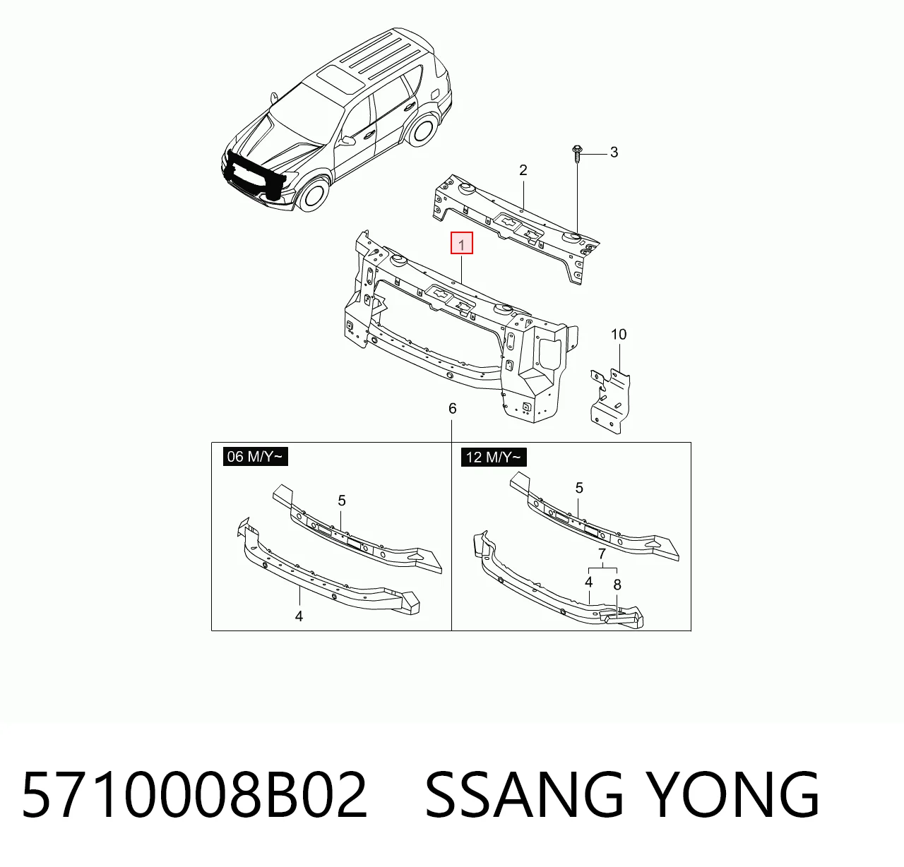 Панель передня SsangYong Rexton I позашляховик (RJN) (2006 - 2012) ціна, від 246.07 USD