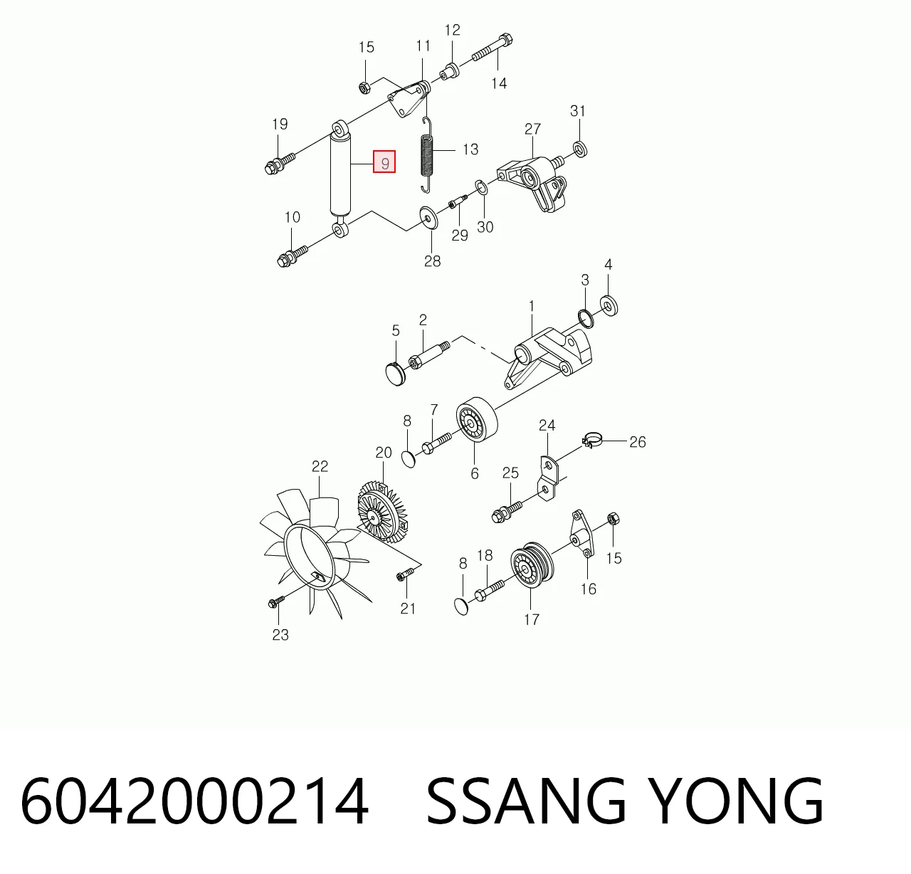 6042000214 Ssang Yong Амортизатор натягувача приводного ременя