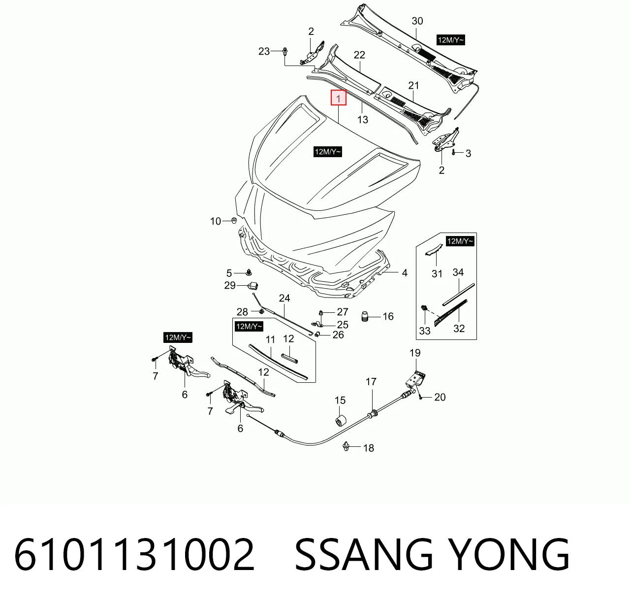 Капот на SsangYong Actyon  CJ