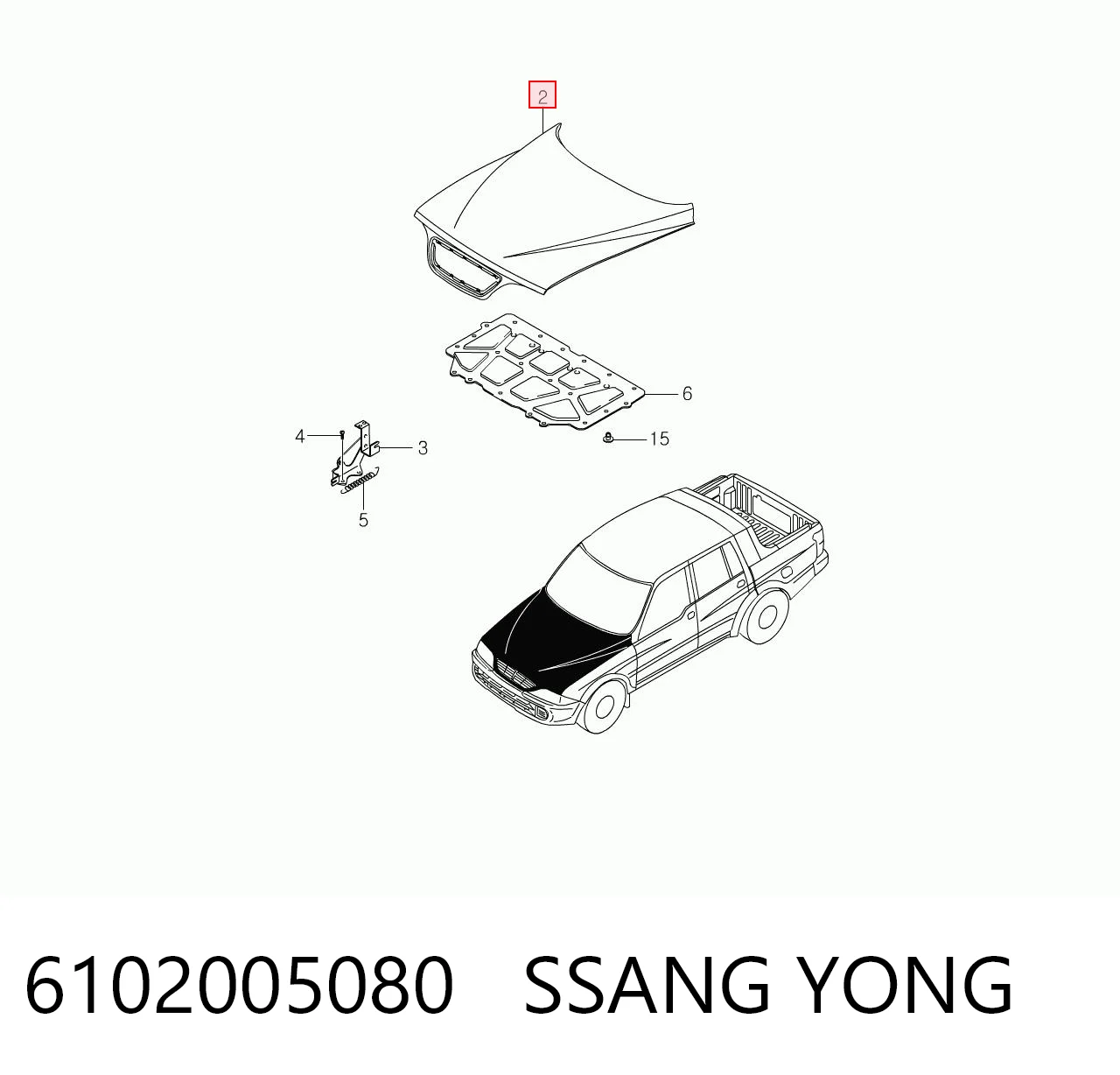 Капот SsangYong Musso позашляховик (FJ) (1995 - 2006) ціна, від 195.83 USD