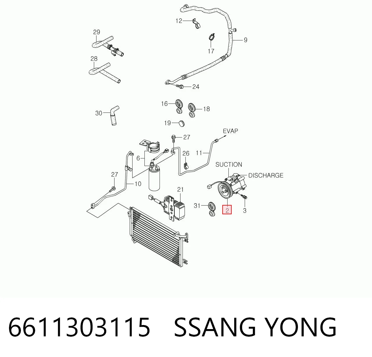 6611303115 Ssang Yong Компресор холодоагенту