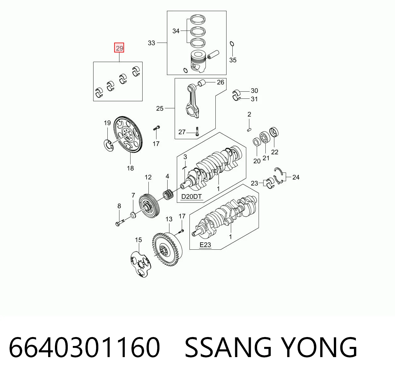 Підшипник шатуна на SsangYong Actyon  CJ