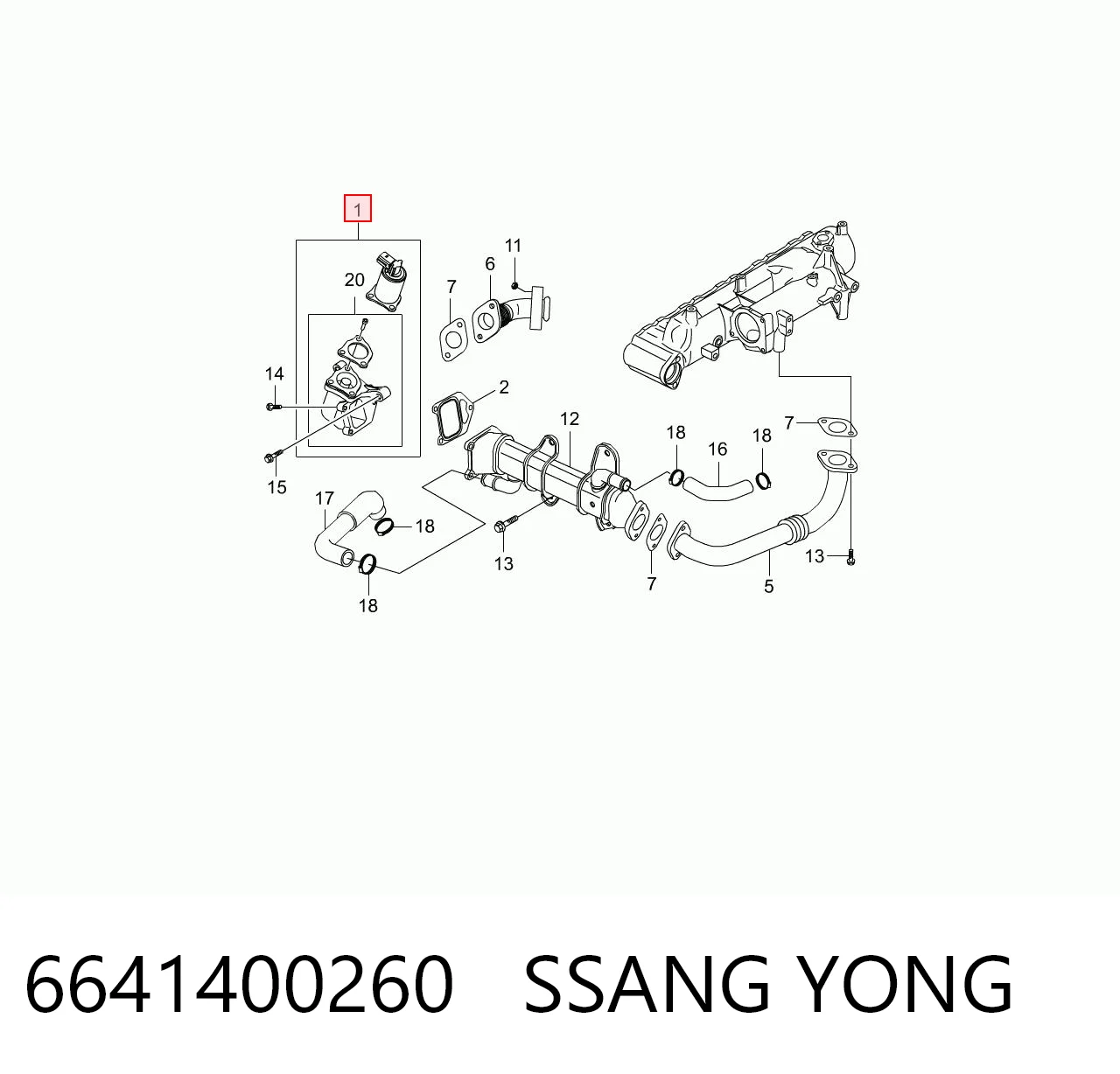 Клапан рециркуляції відпрацьованих газів EGR на SsangYong Actyon SPORTS QJ