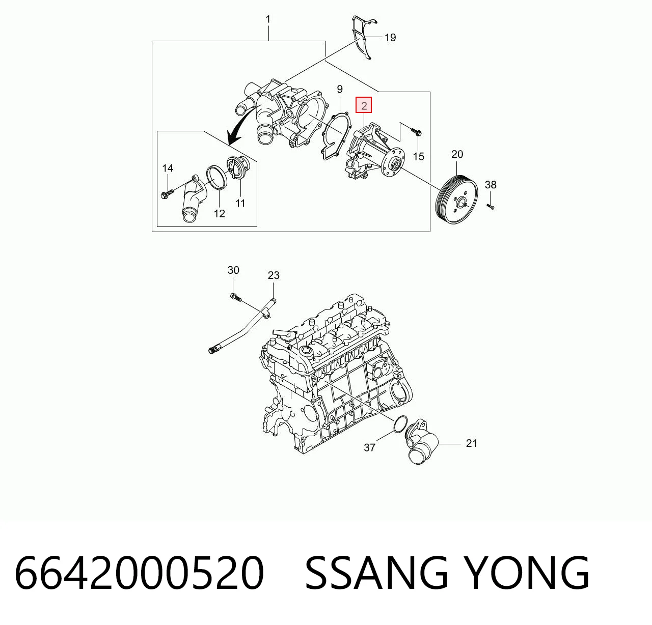 6642000520 Ssang Yong Насос охолодження