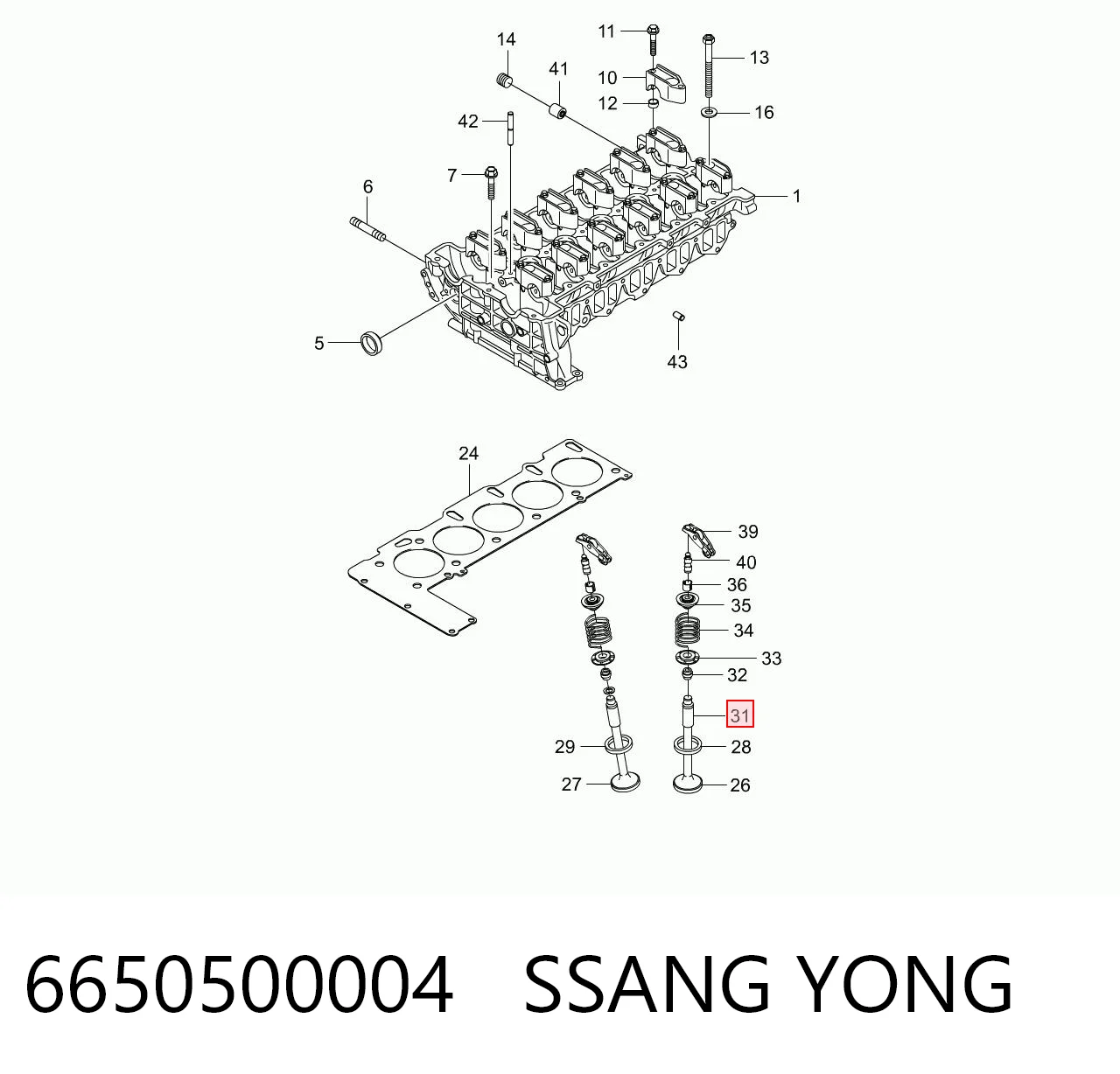 Напрямна клапана на SsangYong Rexton I RJ