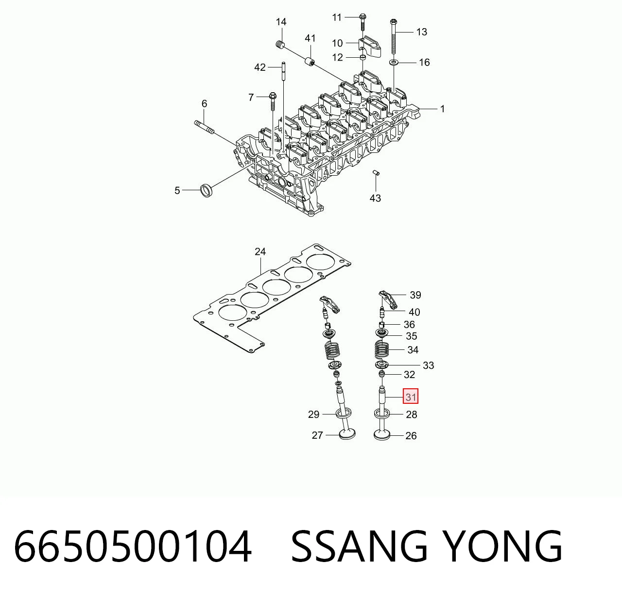 Напрямна клапана на SsangYong Rexton W I 