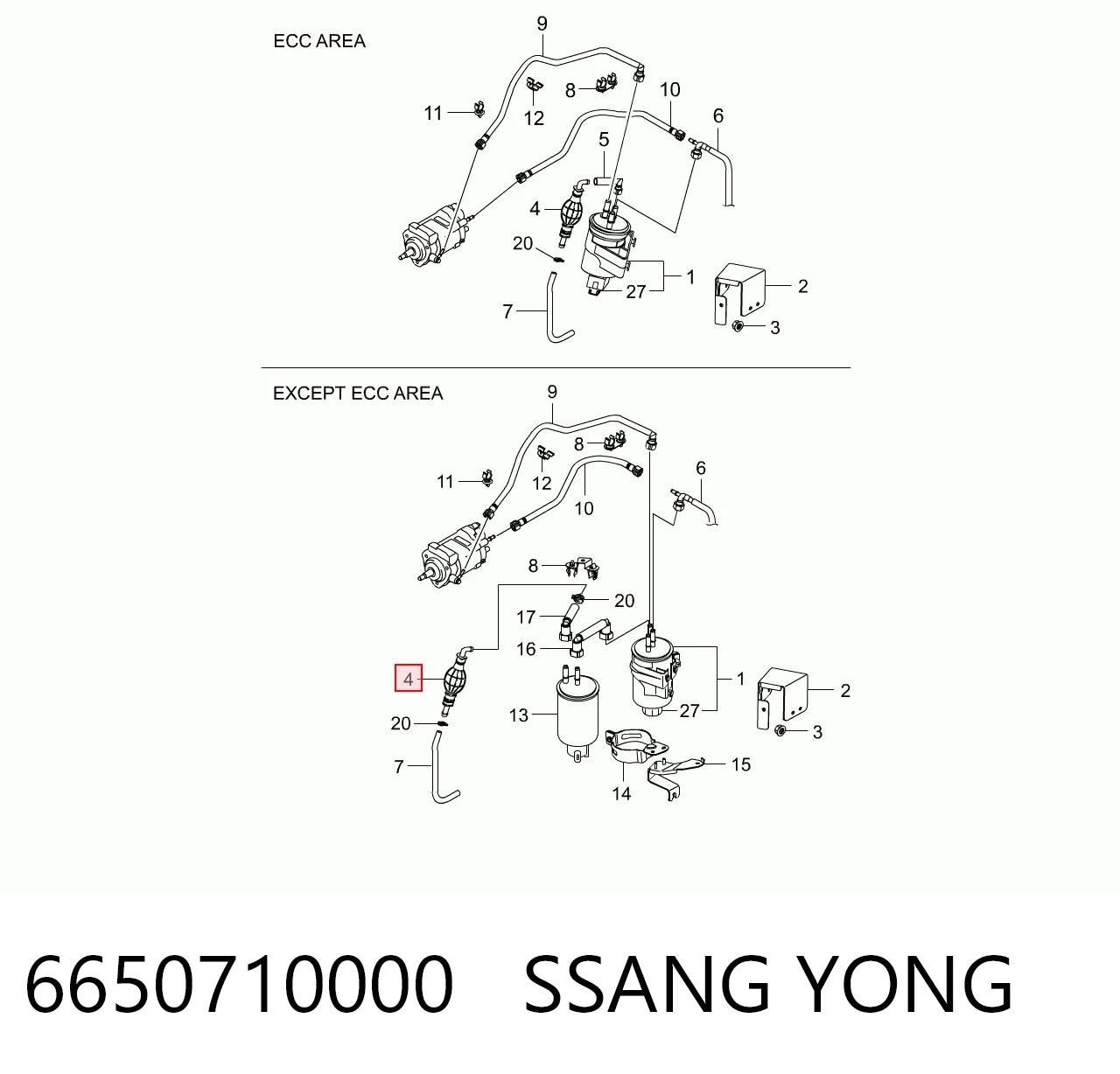6650710000 Ssang Yong Паливний насос ручної підкачки