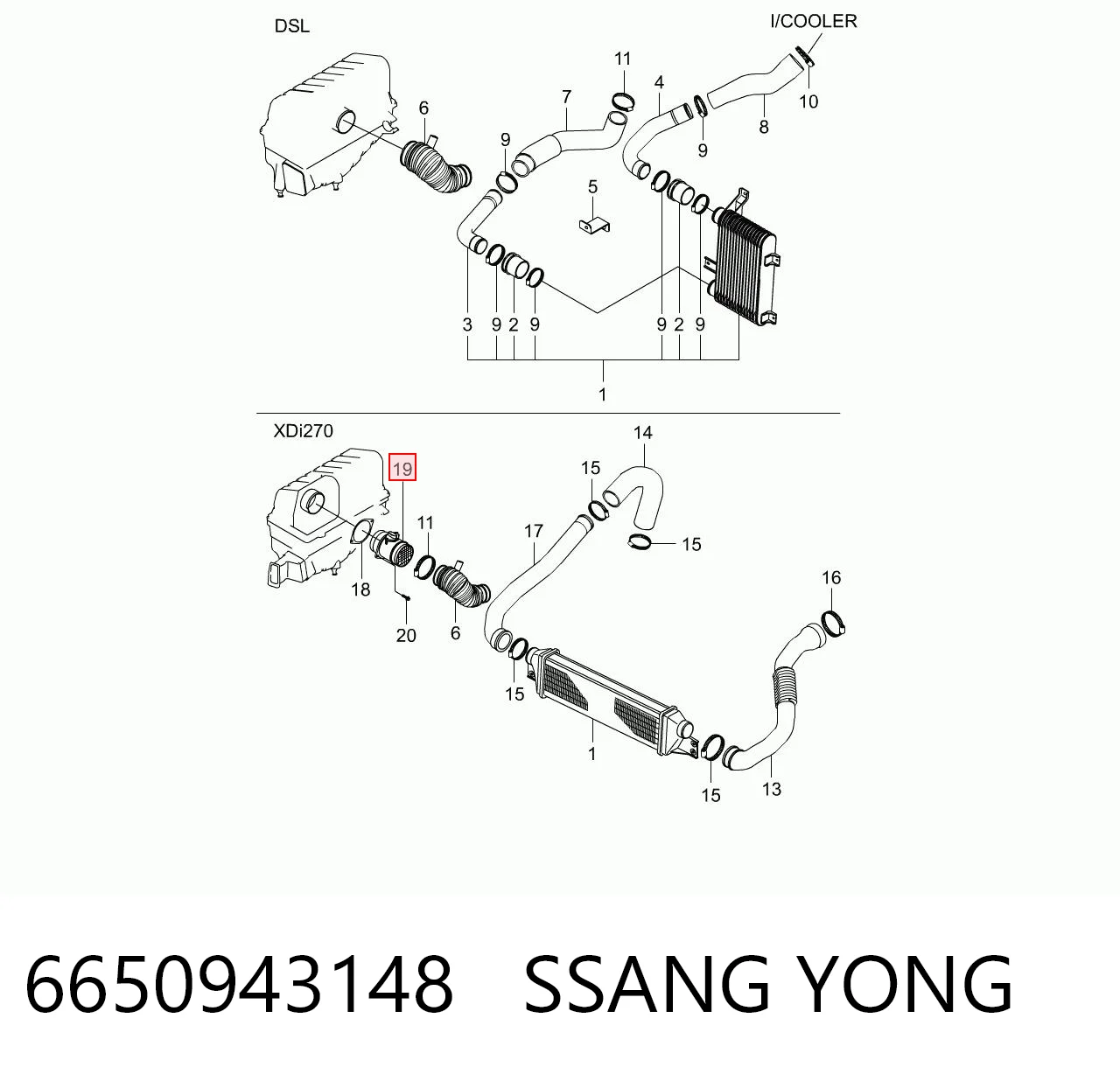 Датчик витрати повітря на SsangYong Kyron  