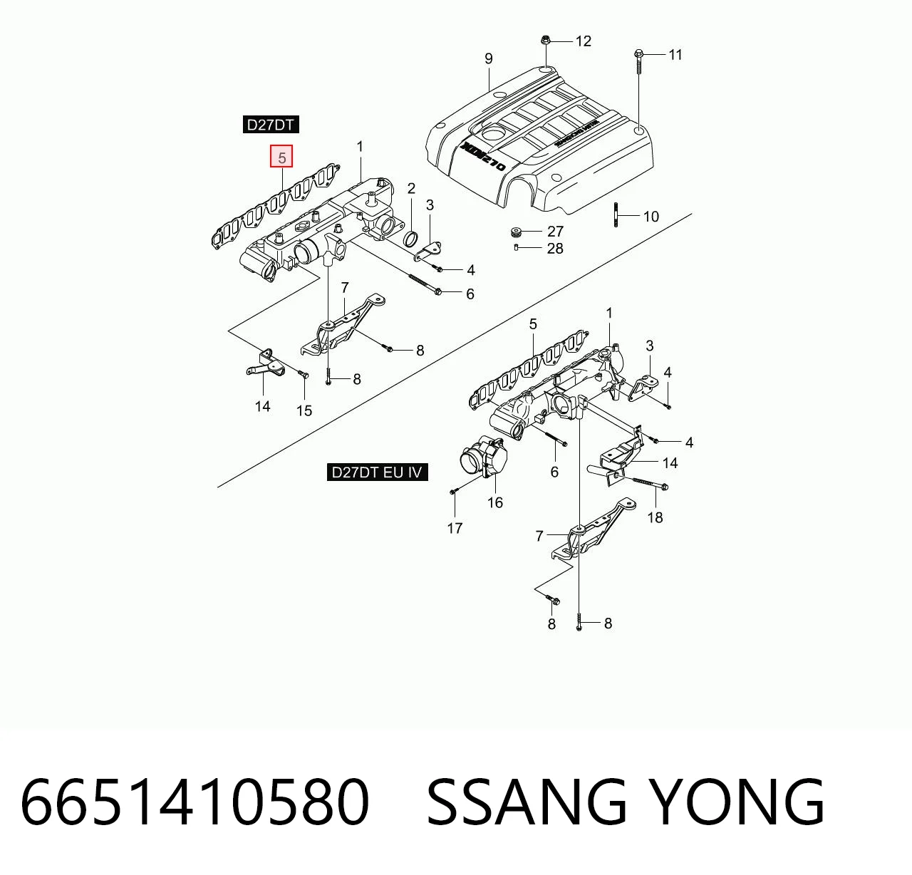 Прокладка впускного колектора на SsangYong Rexton I RJ