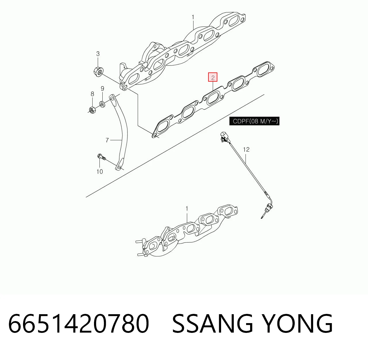 Прокладка колектора на SsangYong Rexton W I 