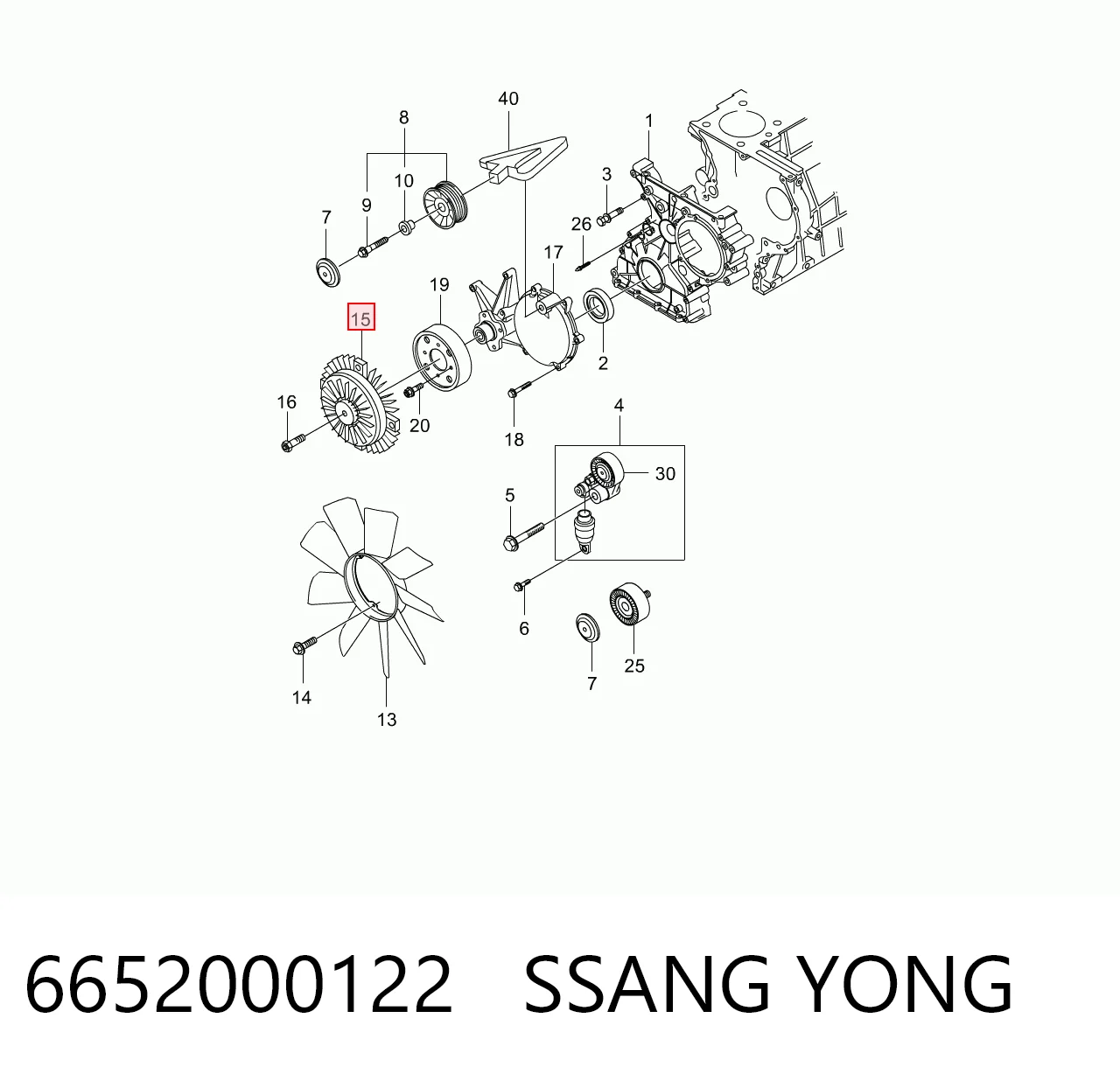 Гідромуфта приводу вентилятора на SsangYong Actyon  CJ