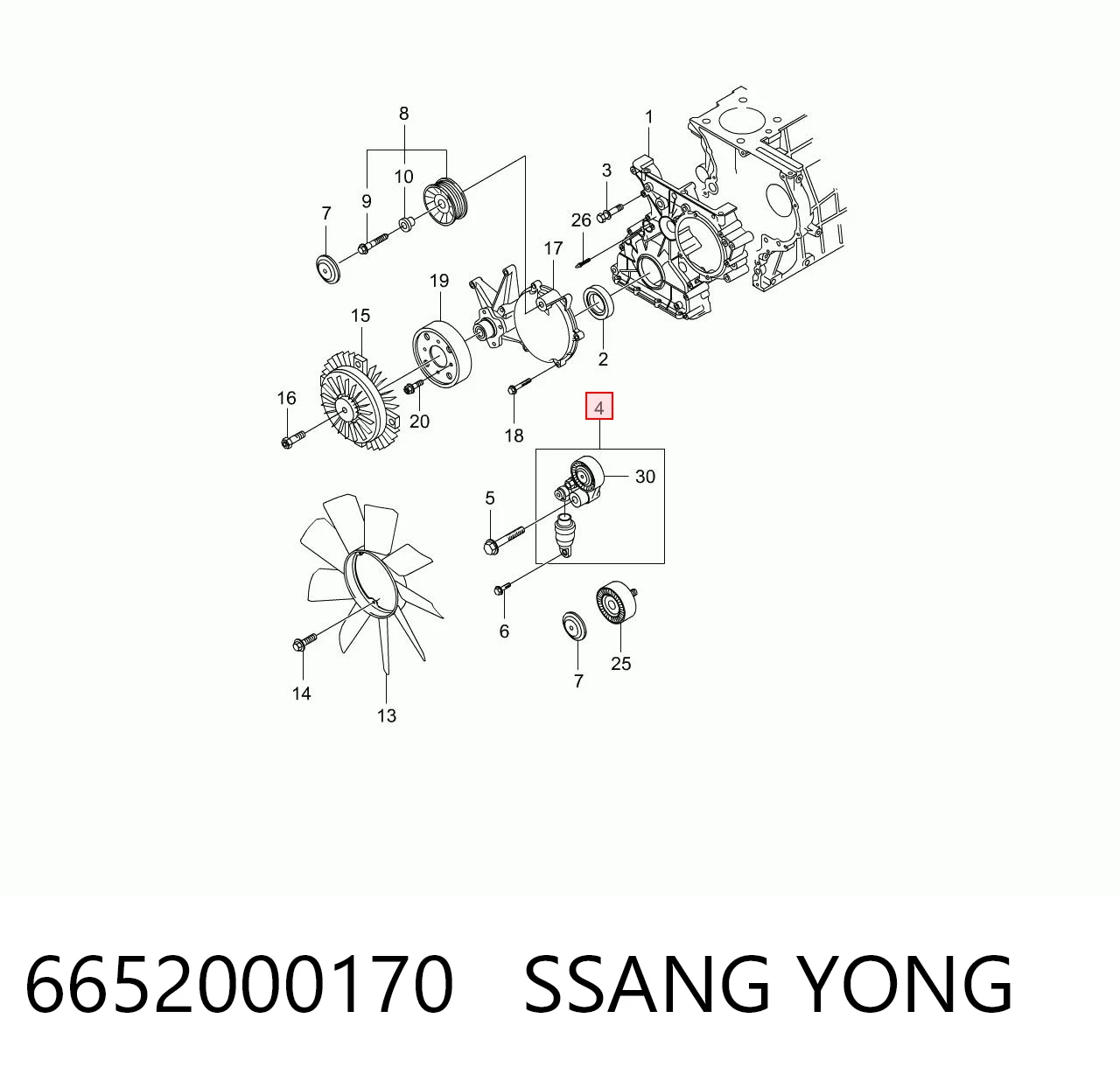 6652000170 Ssang Yong Натяжна планка поліклинового ременя