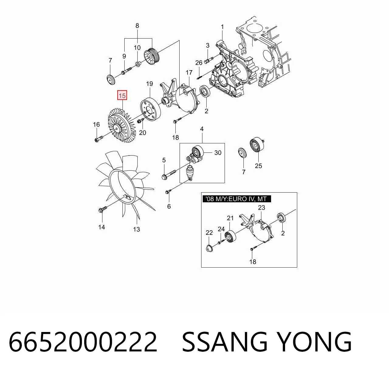 Купити Вискомуфта вентилятора SsangYong Actyon  CJ