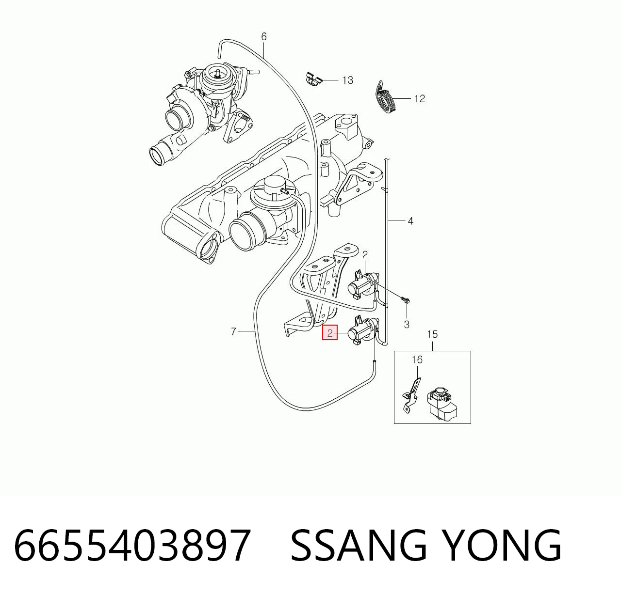 6655403897 Ssang Yong Клапан соленоїд регулювання заслонки EGR