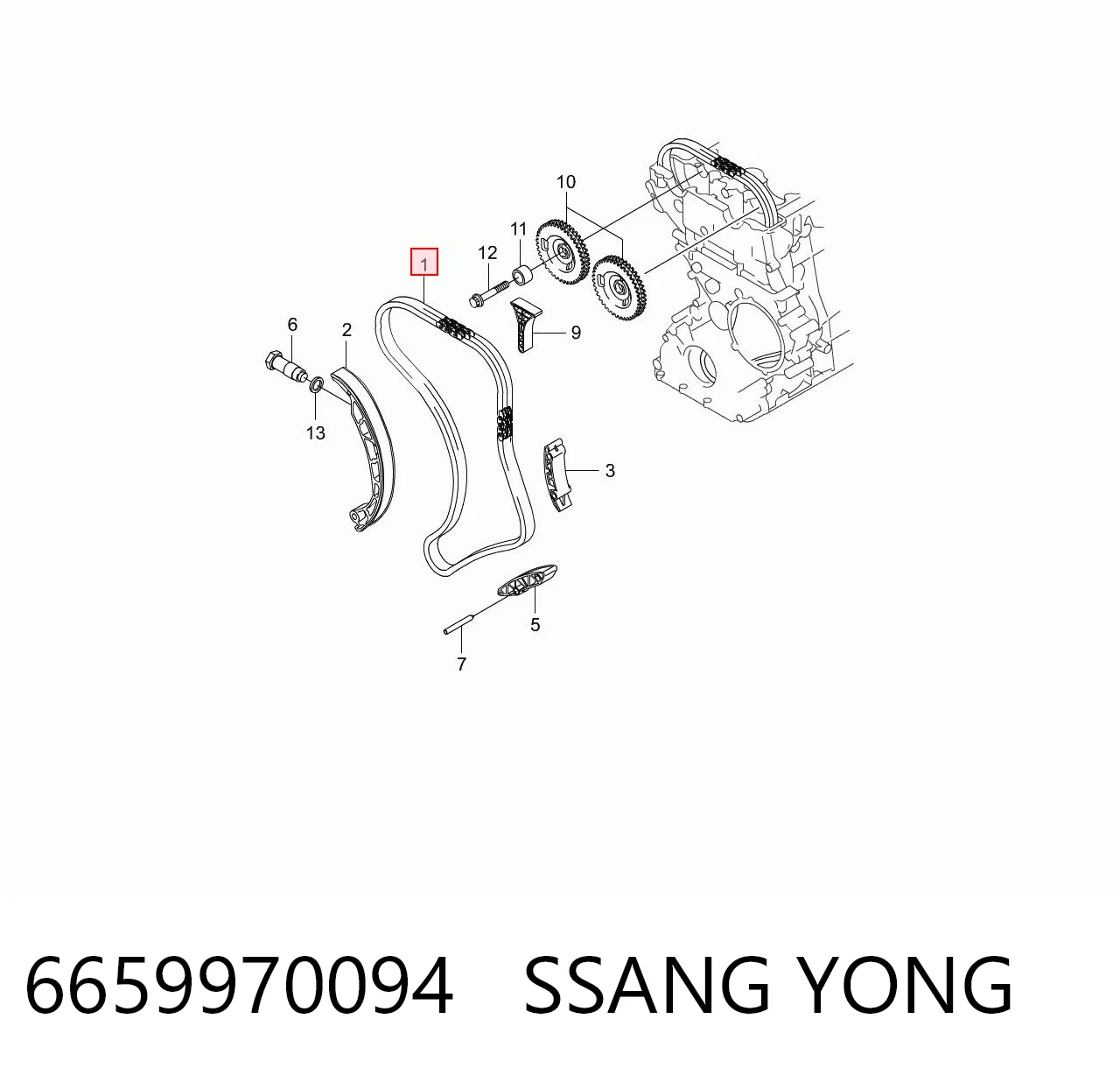 Ланцюг приводу распредвала на SsangYong Rexton W I 
