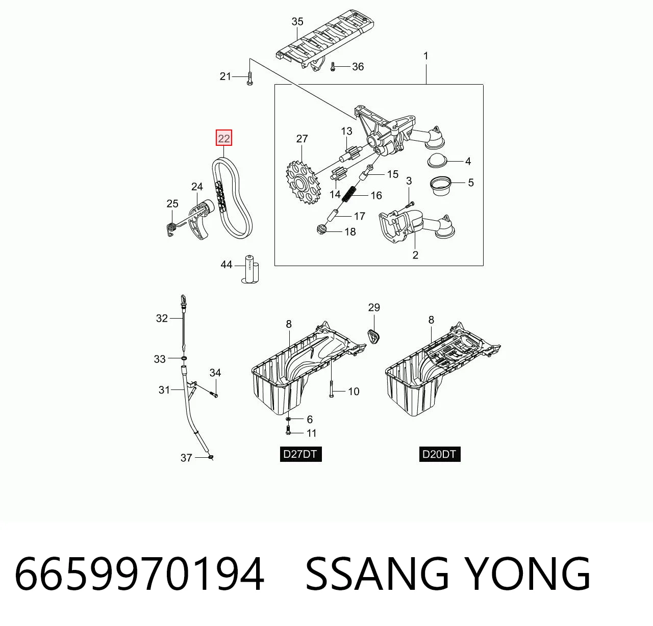6659970194 Ssang Yong Ланцюг приводу масляного насоса
