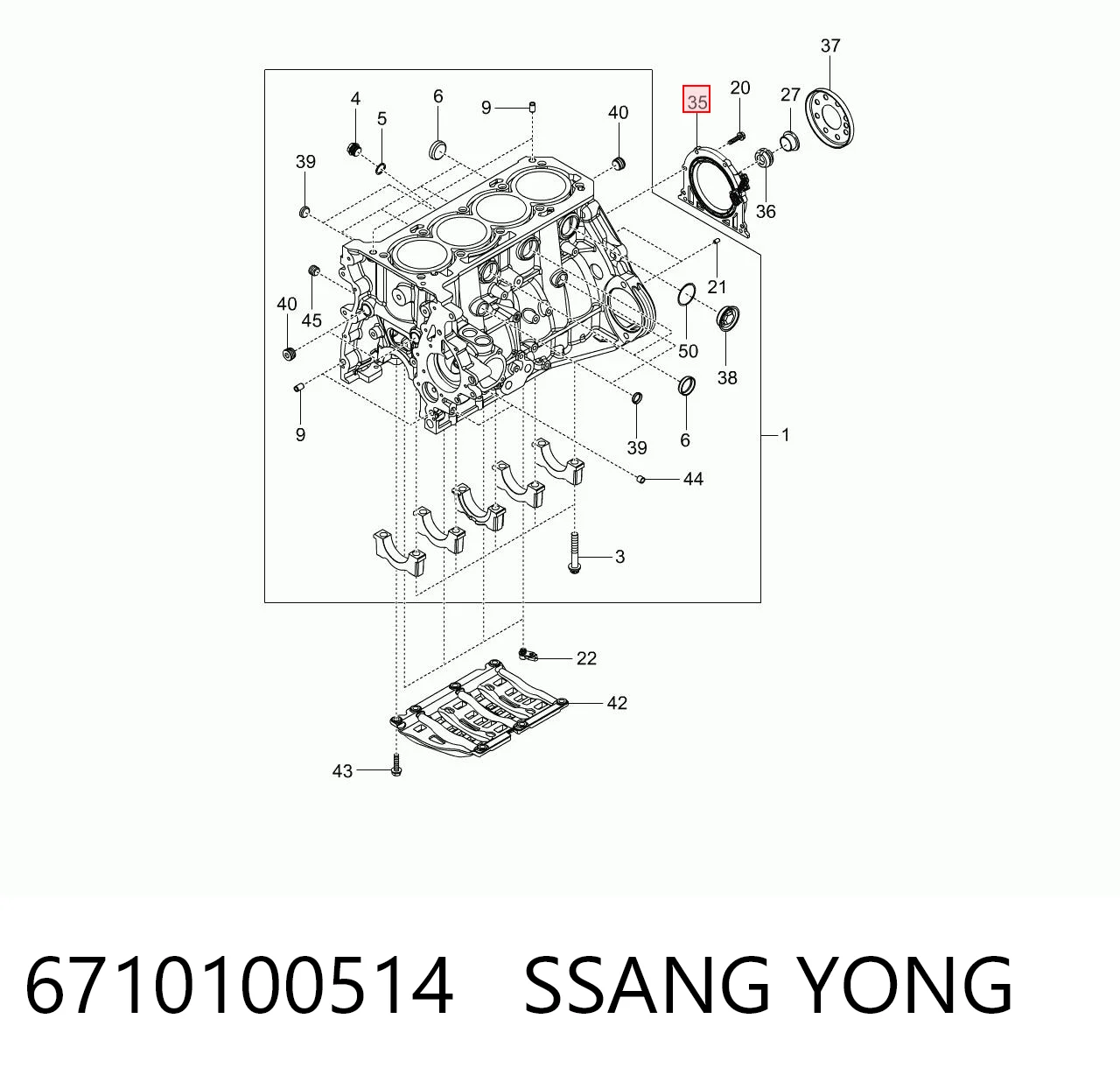 6710100514 Ssang Yong Сальник коленвала корінний