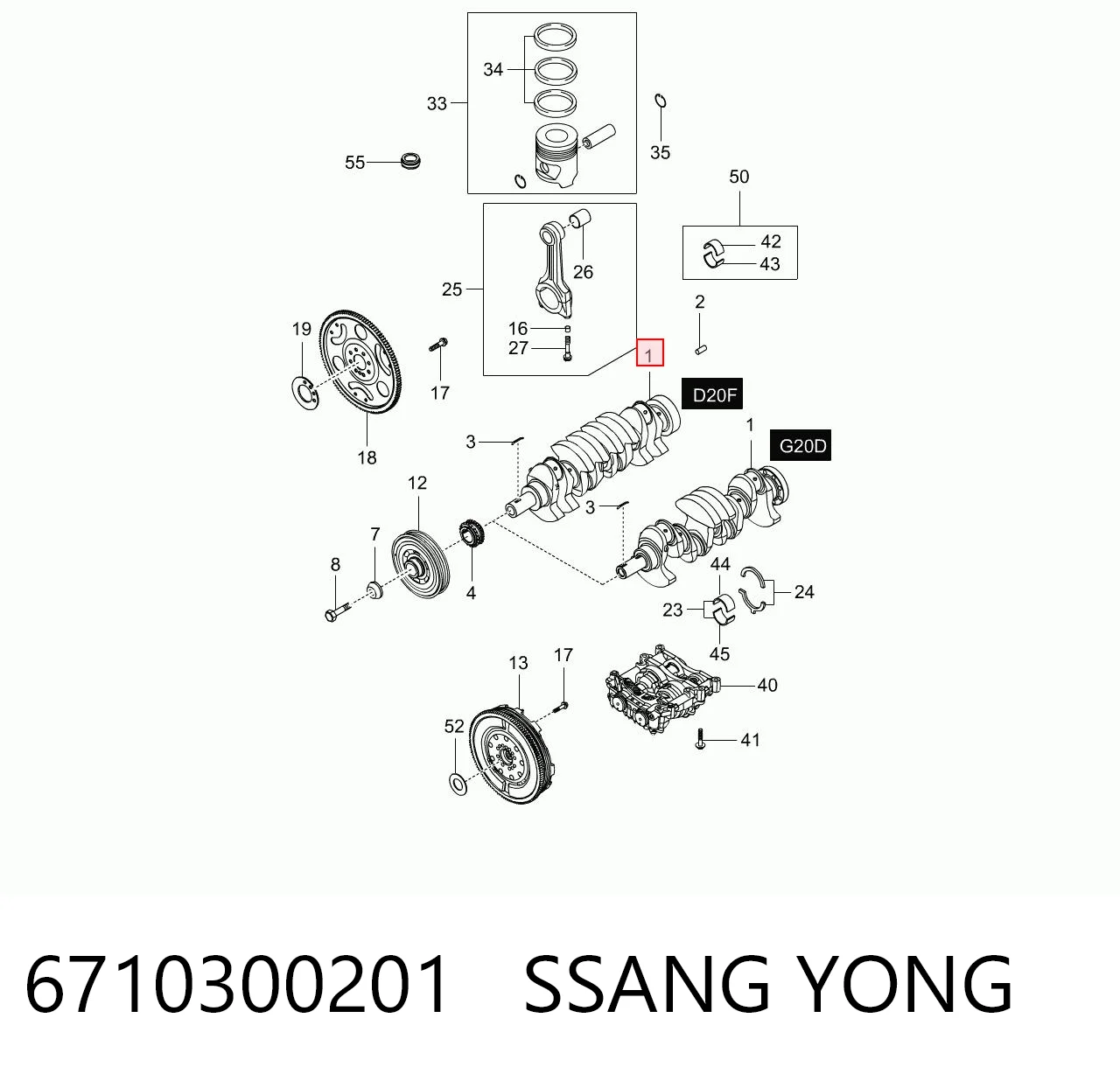 6710300201 Ssang Yong Колінвал двигуна
