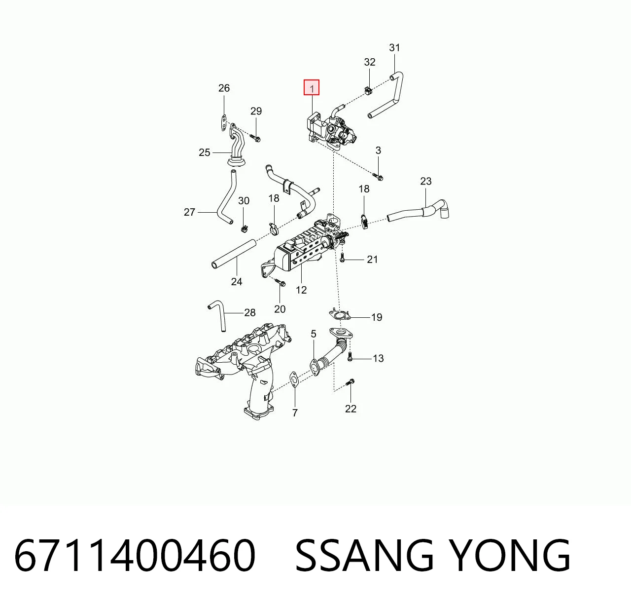 Клапан EGR SsangYong Actyon позашляховик (2011 - 2026) ціна, від 142.11 USD