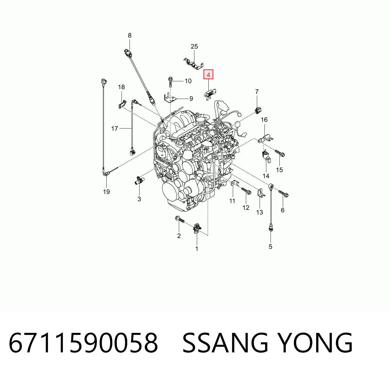 6711590058 Ssang Yong Датчик тиску вихлопних газів