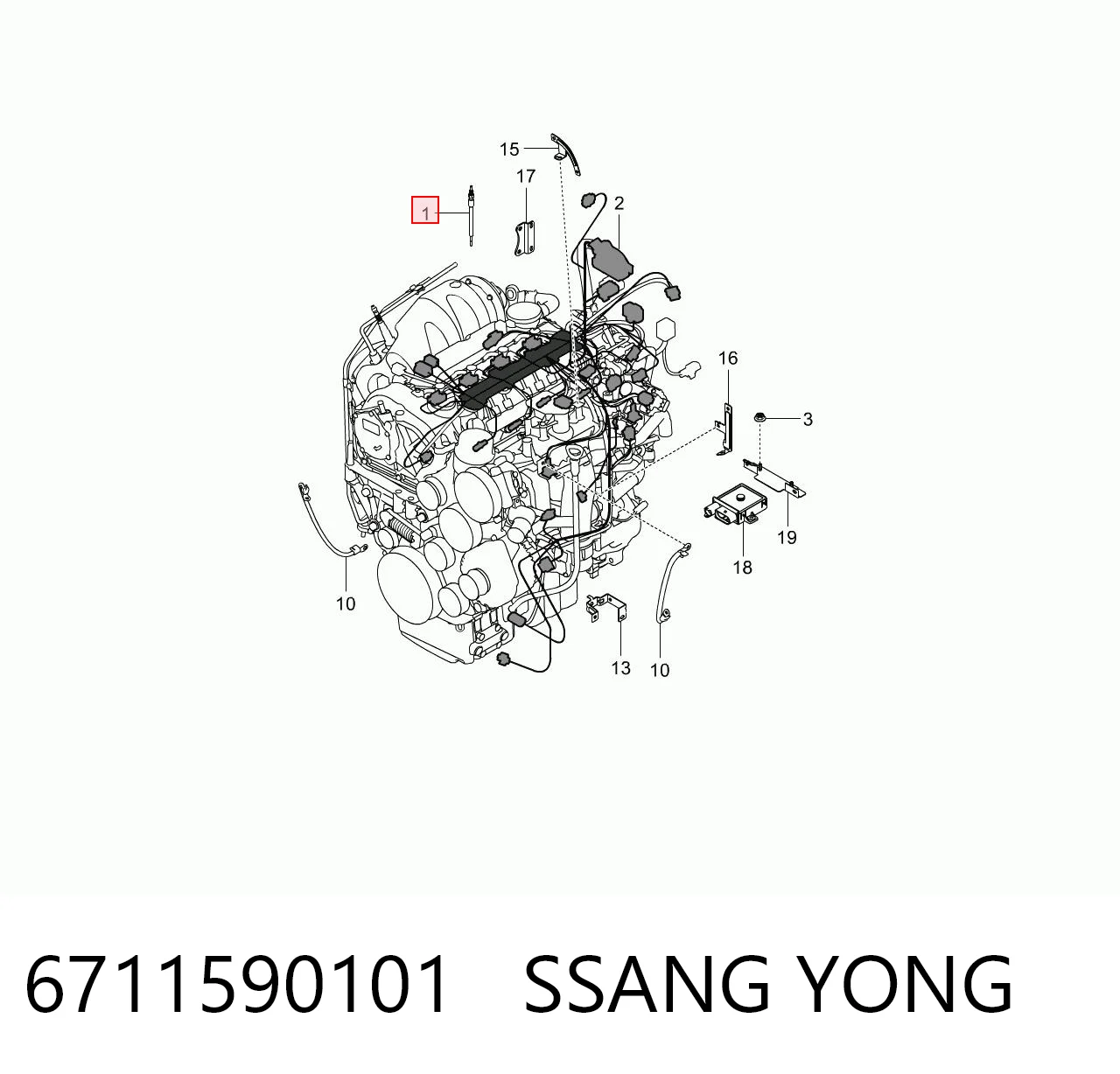 6711590101 Ssang Yong Свічки розжарювання