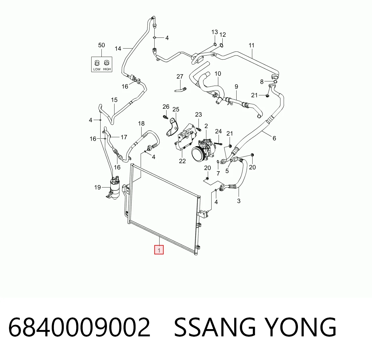 6840009002 Ssang Yong Конденсатор
