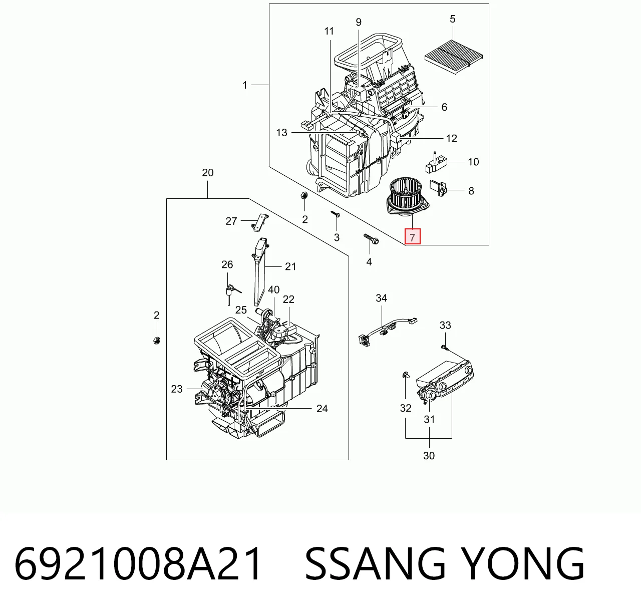 6921008A21 Ssang Yong Електромотор пічки