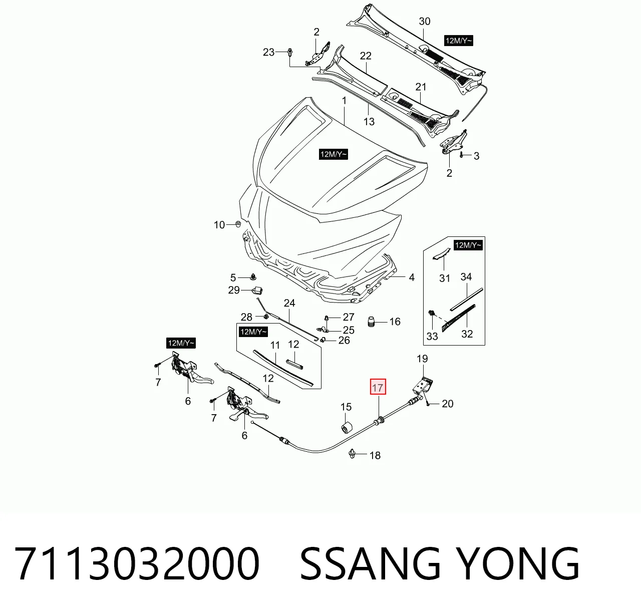 Купити Трос капота SsangYong Kyron  